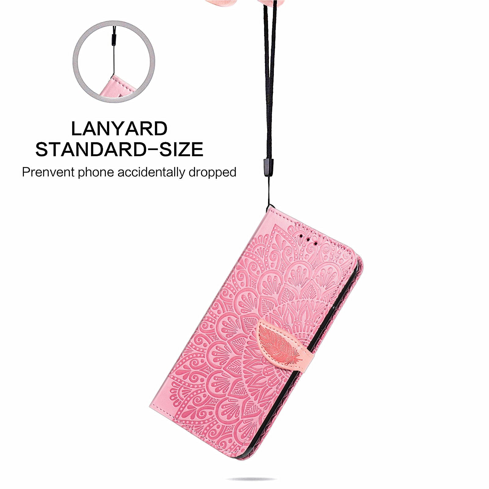 For Samsung Galaxy S20 FE 2022/S20 FE/S20 FE 5G/S20 Lite PU Leather Cell Phone Case Imprinted Dream Wings Pattern Shockproof Stand Wallet Cover with Strap - Pink