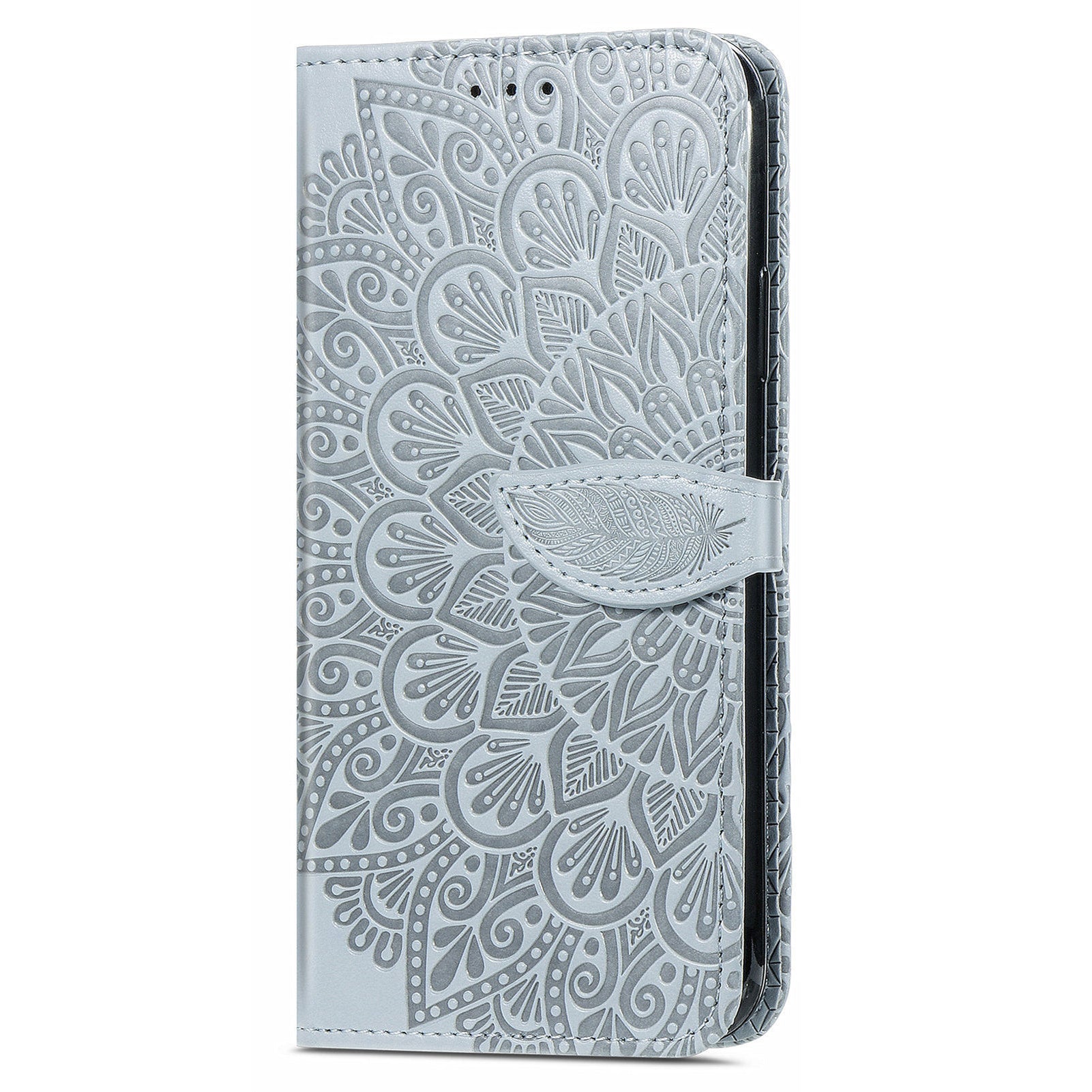 For Samsung Galaxy S20 FE 2022/S20 FE/S20 FE 5G/S20 Lite PU Leather Cell Phone Case Imprinted Dream Wings Pattern Shockproof Stand Wallet Cover with Strap - Grey