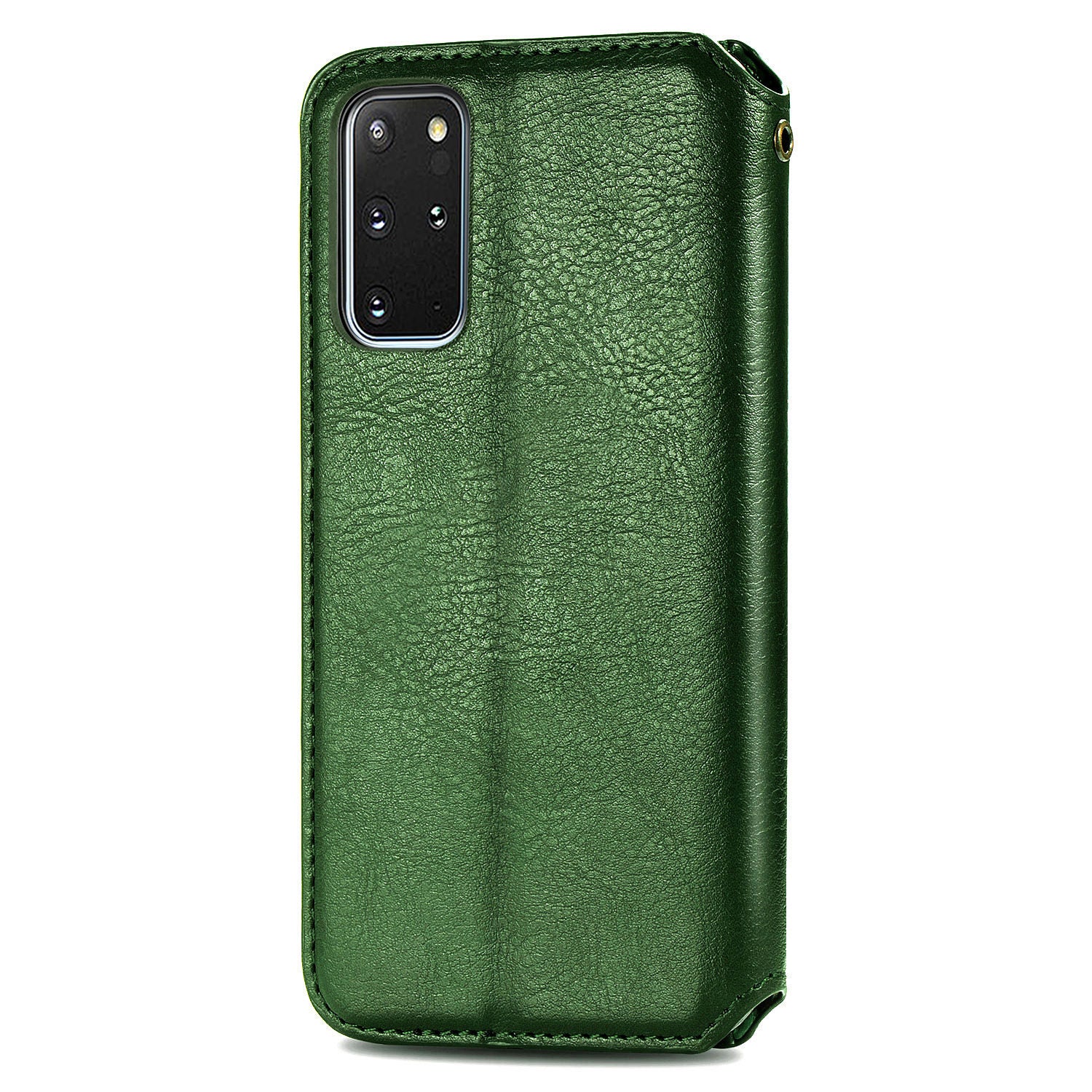 Auto-Absorbed PU Leather Case for Samsung Galaxy S20 Plus/S20 Plus 5G, Rhombus Imprinting Wallet Stand Design Phone Accessory - Green