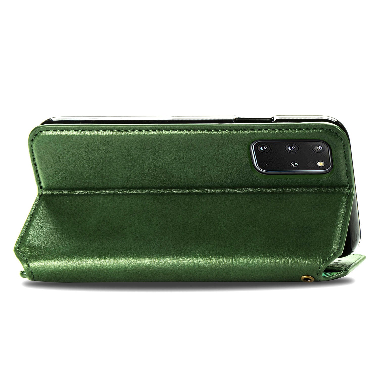 Auto-Absorbed PU Leather Case for Samsung Galaxy S20 Plus/S20 Plus 5G, Rhombus Imprinting Wallet Stand Design Phone Accessory - Green