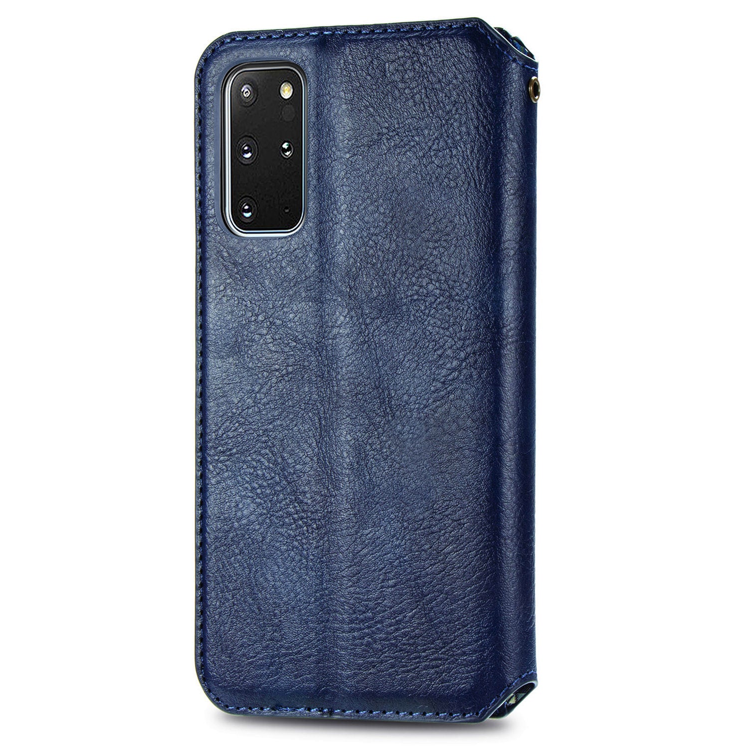 Auto-Absorbed PU Leather Case for Samsung Galaxy S20 Plus/S20 Plus 5G, Rhombus Imprinting Wallet Stand Design Phone Accessory - Blue