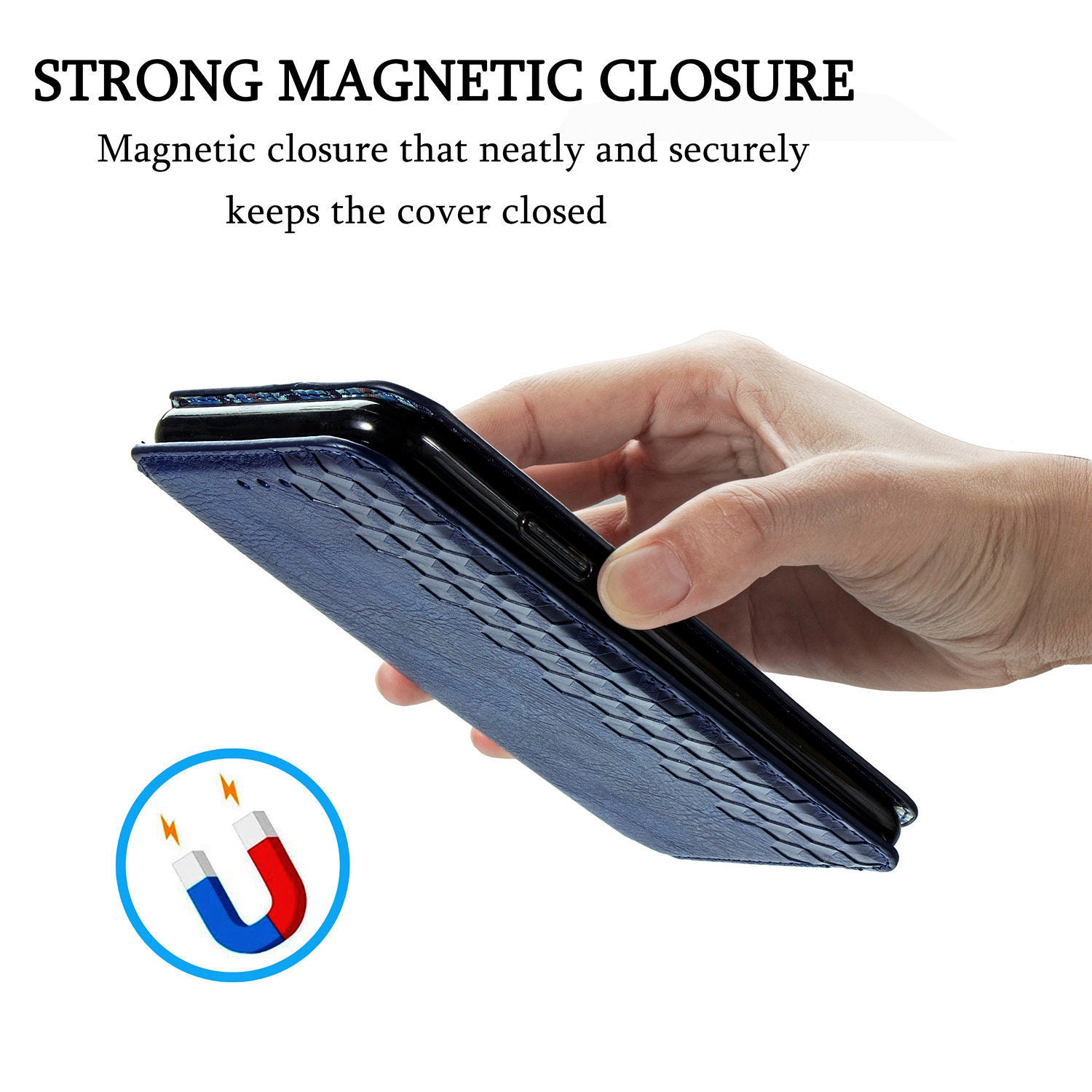 Auto-Absorbed PU Leather Case for Samsung Galaxy S20 Plus/S20 Plus 5G, Rhombus Imprinting Wallet Stand Design Phone Accessory - Blue