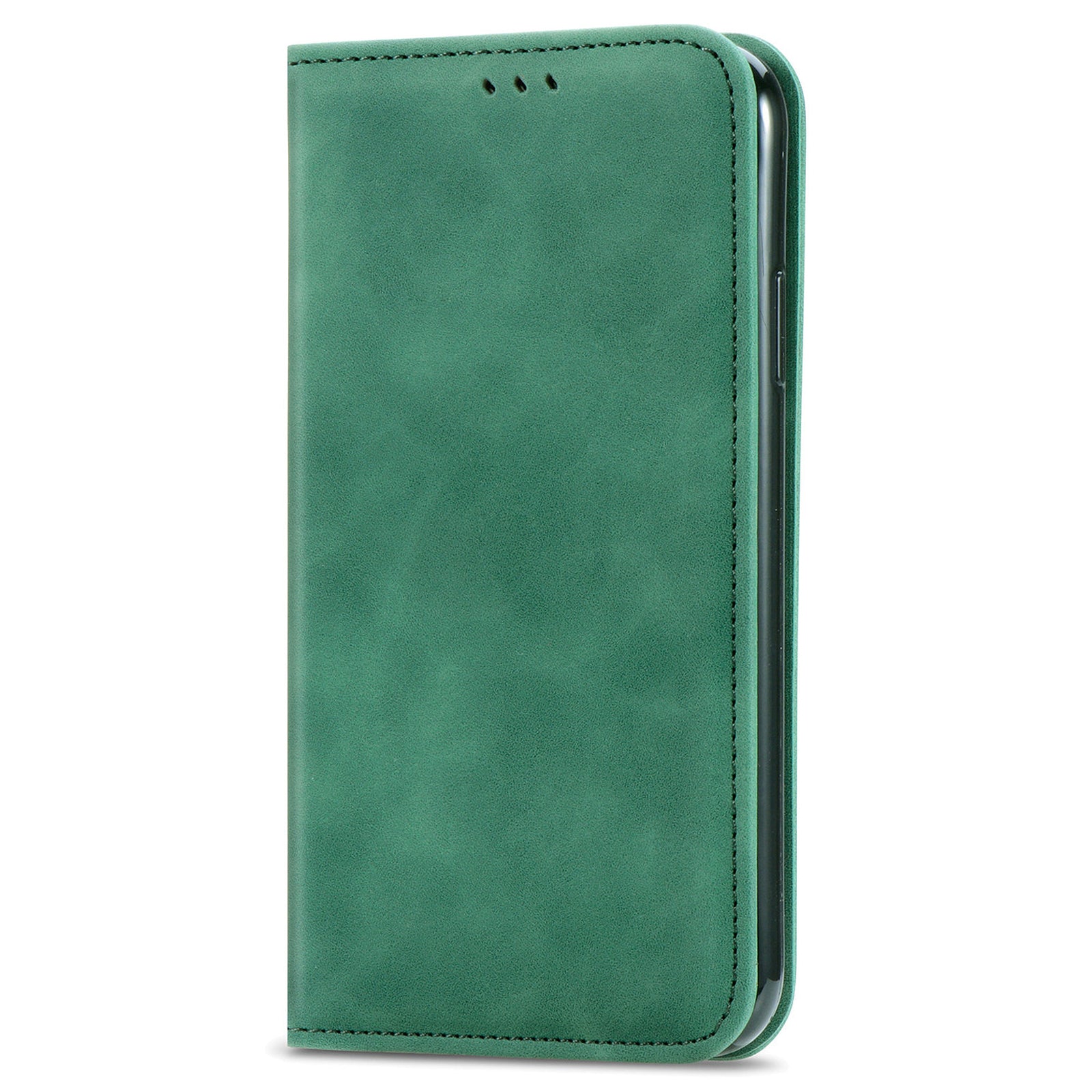 For Samsung Galaxy S20 Ultra Card Slots Retro Skin-touch Feeling Case Auto-absorbed Magnetic Stand Function PU Leather Shell - Green