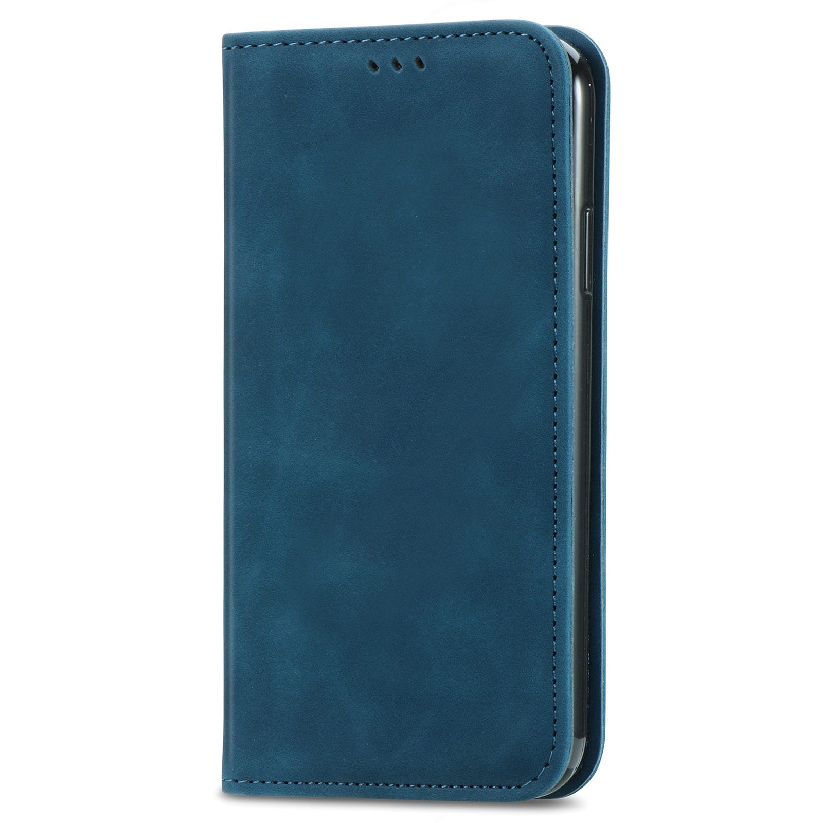 For Samsung Galaxy S20 Ultra Card Slots Retro Skin-touch Feeling Case Auto-absorbed Magnetic Stand Function PU Leather Shell - Blue