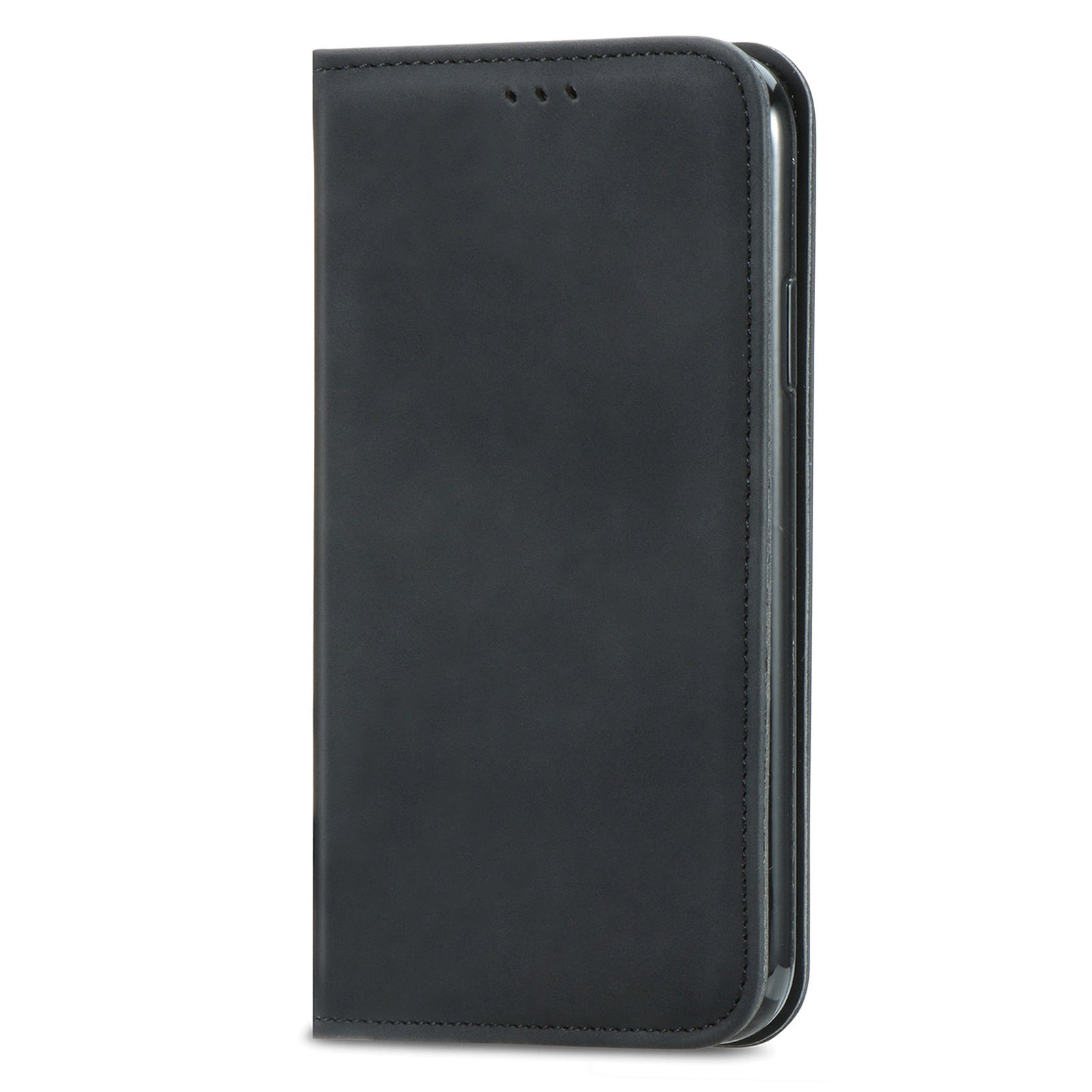 For Samsung Galaxy S20 Ultra Card Slots Retro Skin-touch Feeling Case Auto-absorbed Magnetic Stand Function PU Leather Shell - Black