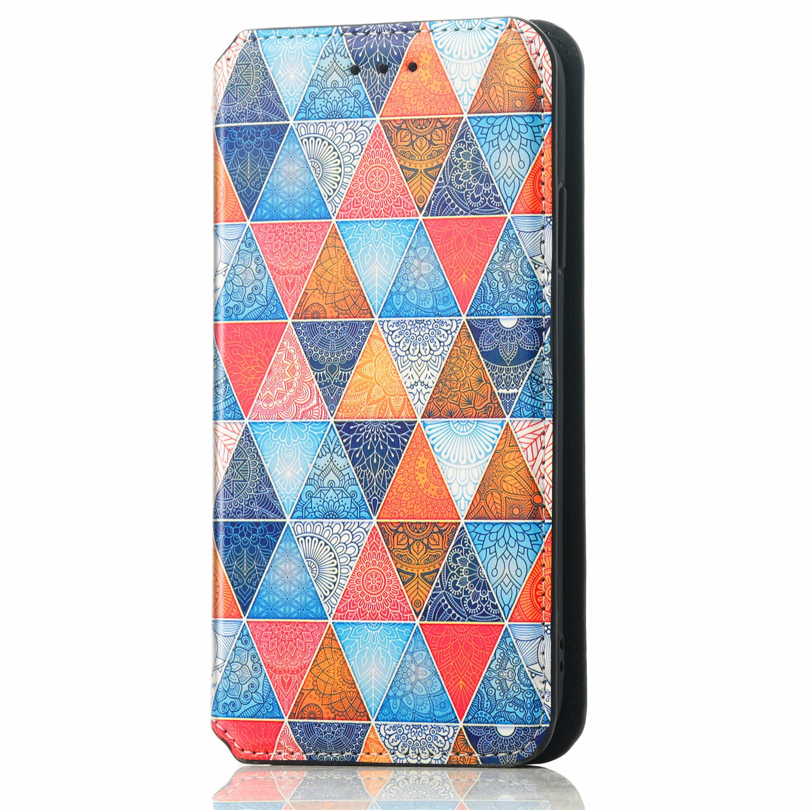 CASENEO 001 Series for Samsung Galaxy S20 5G/4G Pattern Printing Leather Wallet Folio Case, RFID Blocking Magnetic Auto-absorbed Viewing Stand Flip Cover - Rhombus/Mandala