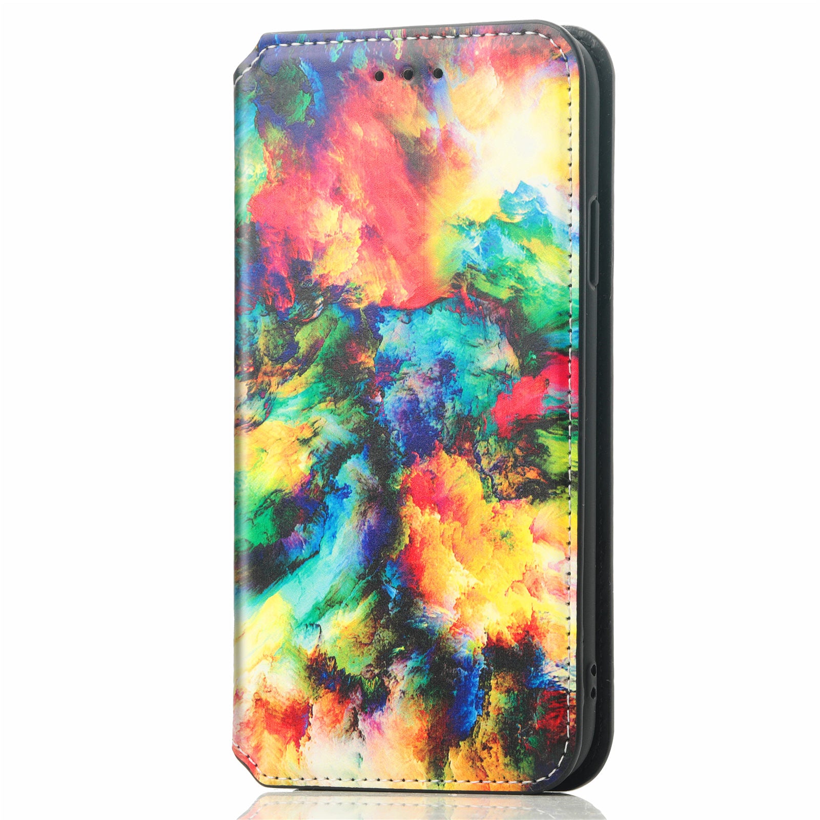 CASENEO 001 Series for Samsung Galaxy S20 5G/4G Pattern Printing Leather Wallet Folio Case, RFID Blocking Magnetic Auto-absorbed Viewing Stand Flip Cover - Iridescent Cloud