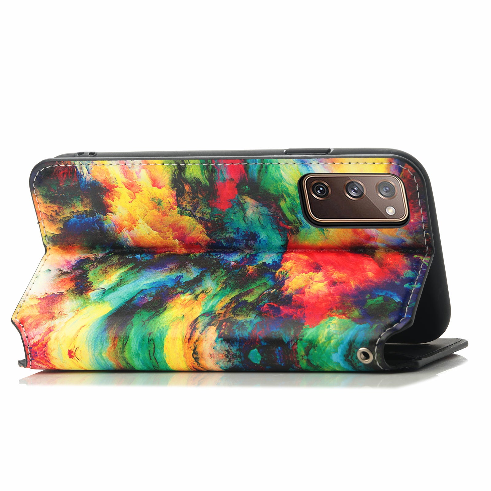 CASENEO 001 Series for Samsung Galaxy S20 5G/4G Pattern Printing Leather Wallet Folio Case, RFID Blocking Magnetic Auto-absorbed Viewing Stand Flip Cover - Iridescent Cloud