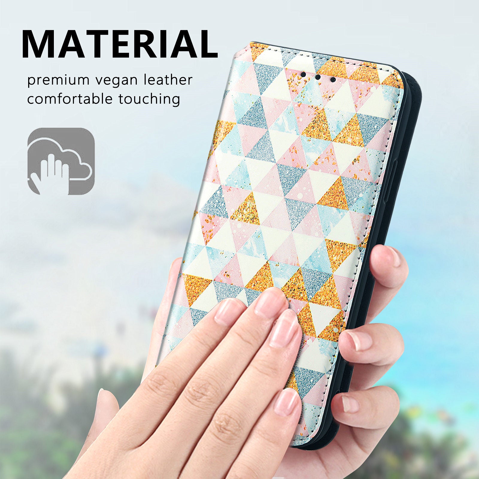 CASENEO 001 Series for Samsung Galaxy S20 FE 2022/S20 FE 4G/5G/S20 Lite/S20 Fan Edition 4G/5G Pattern Printing Leather Case RFID Blocking Wallet Stand Magnetic Closure Phone Cover - Rhombus