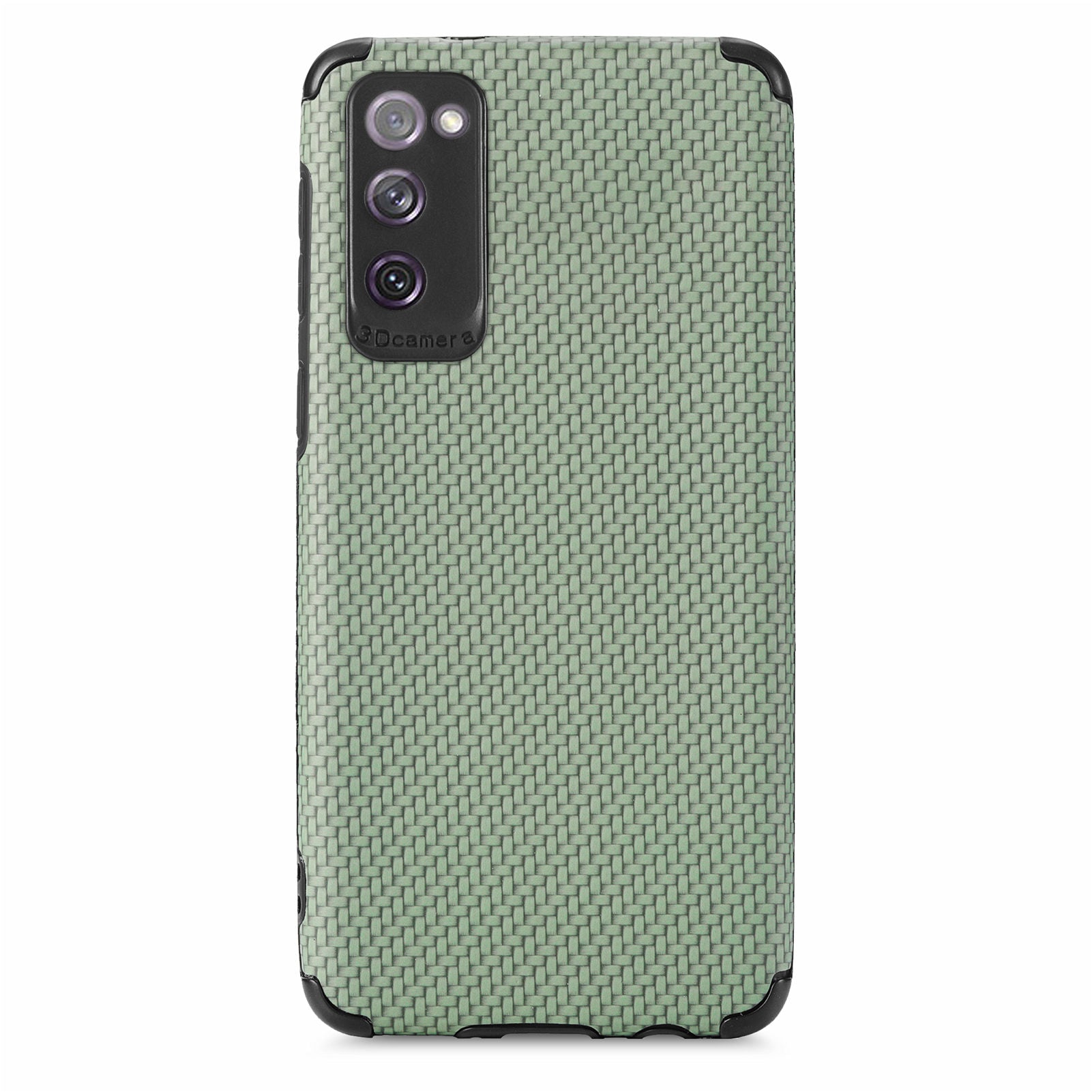 For Samsung Galaxy S20 FE 2022/S20 FE 4G/FE 5G/S20 Lite Fiber Texture Anti-scratch Protective Cover PU Leather Coated TPU + PVC Phone Back Case - Green