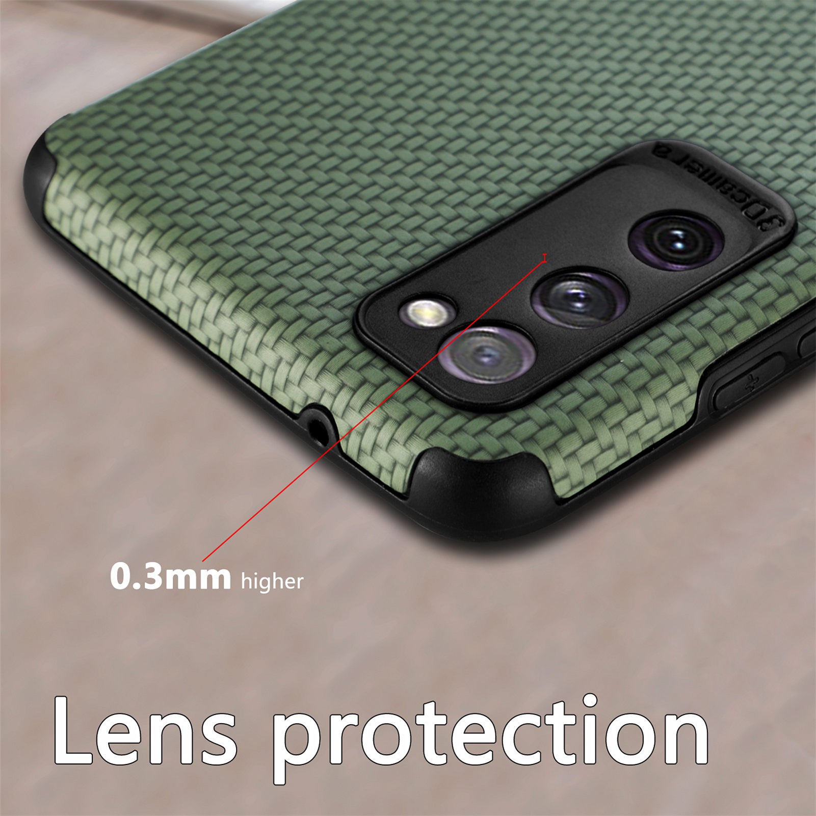 For Samsung Galaxy S20 FE 2022/S20 FE 4G/FE 5G/S20 Lite Fiber Texture Anti-scratch Protective Cover PU Leather Coated TPU + PVC Phone Back Case - Green