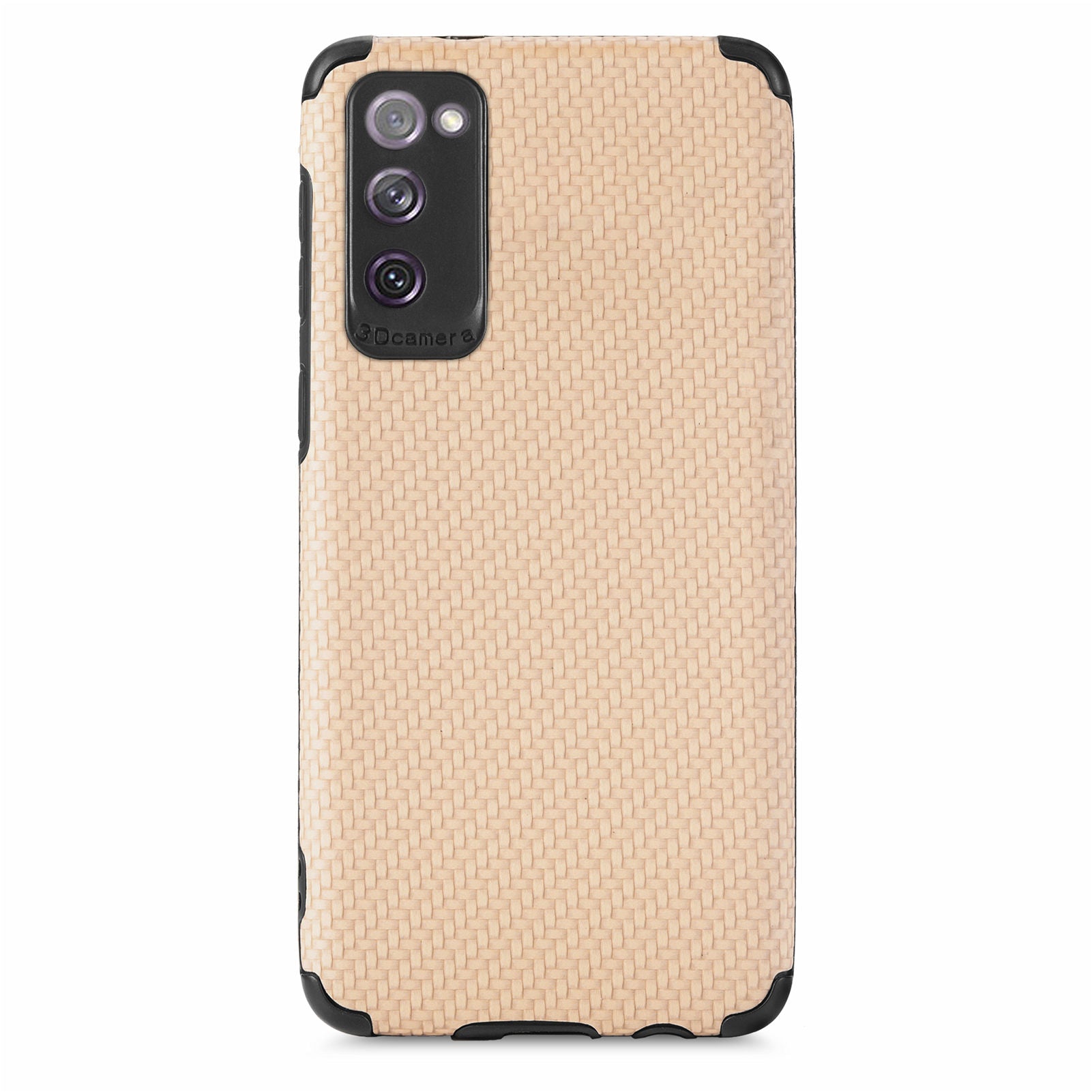 For Samsung Galaxy S20 FE 2022/S20 FE 4G/FE 5G/S20 Lite Fiber Texture Anti-scratch Protective Cover PU Leather Coated TPU + PVC Phone Back Case - Khaki