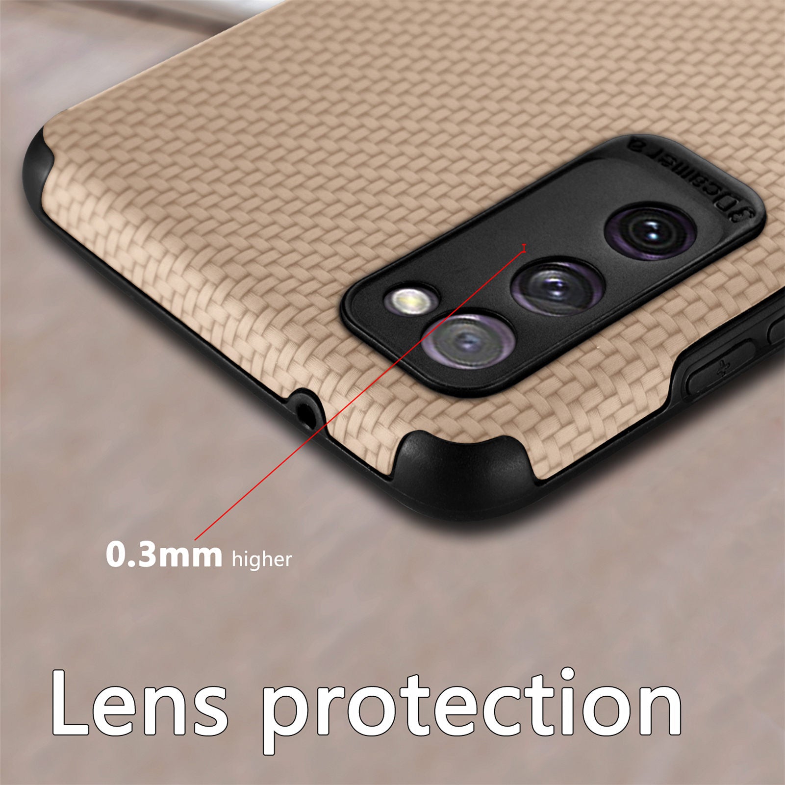 For Samsung Galaxy S20 FE 2022/S20 FE 4G/FE 5G/S20 Lite Fiber Texture Anti-scratch Protective Cover PU Leather Coated TPU + PVC Phone Back Case - Khaki