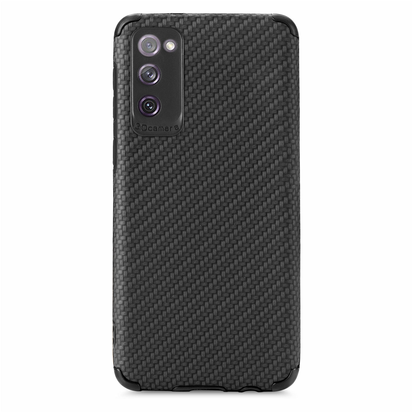 For Samsung Galaxy S20 FE 2022/S20 FE 4G/FE 5G/S20 Lite Fiber Texture Anti-scratch Protective Cover PU Leather Coated TPU + PVC Phone Back Case - Black