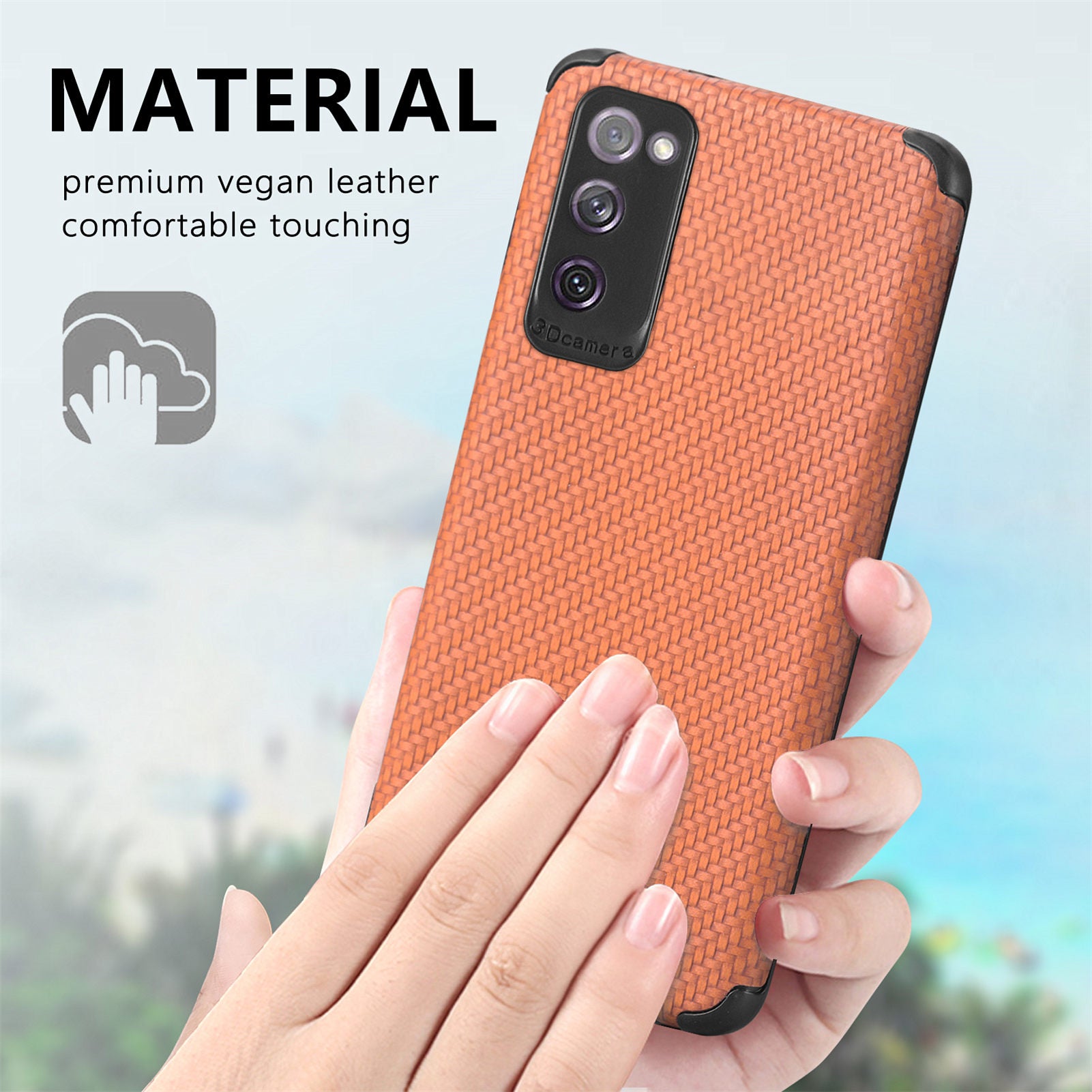 For Samsung Galaxy S20 FE 2022/S20 FE 4G/FE 5G/S20 Lite Fiber Texture Anti-scratch Protective Cover PU Leather Coated TPU + PVC Phone Back Case - Brown