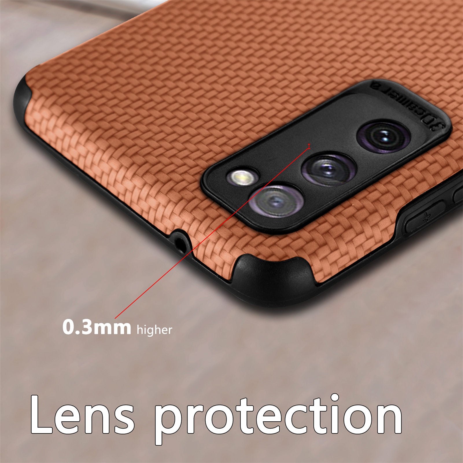 For Samsung Galaxy S20 FE 2022/S20 FE 4G/FE 5G/S20 Lite Fiber Texture Anti-scratch Protective Cover PU Leather Coated TPU + PVC Phone Back Case - Brown