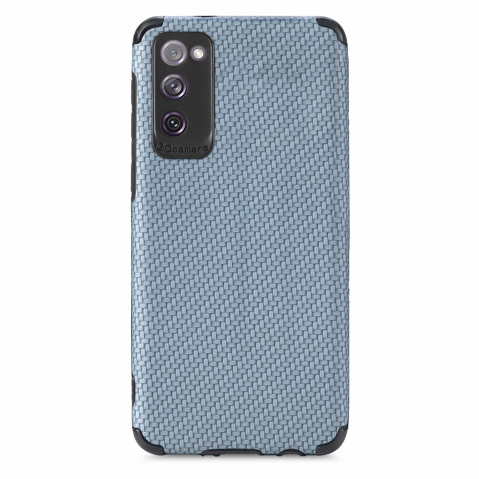 For Samsung Galaxy S20 FE 2022/S20 FE 4G/FE 5G/S20 Lite Fiber Texture Anti-scratch Protective Cover PU Leather Coated TPU + PVC Phone Back Case - Sky Blue