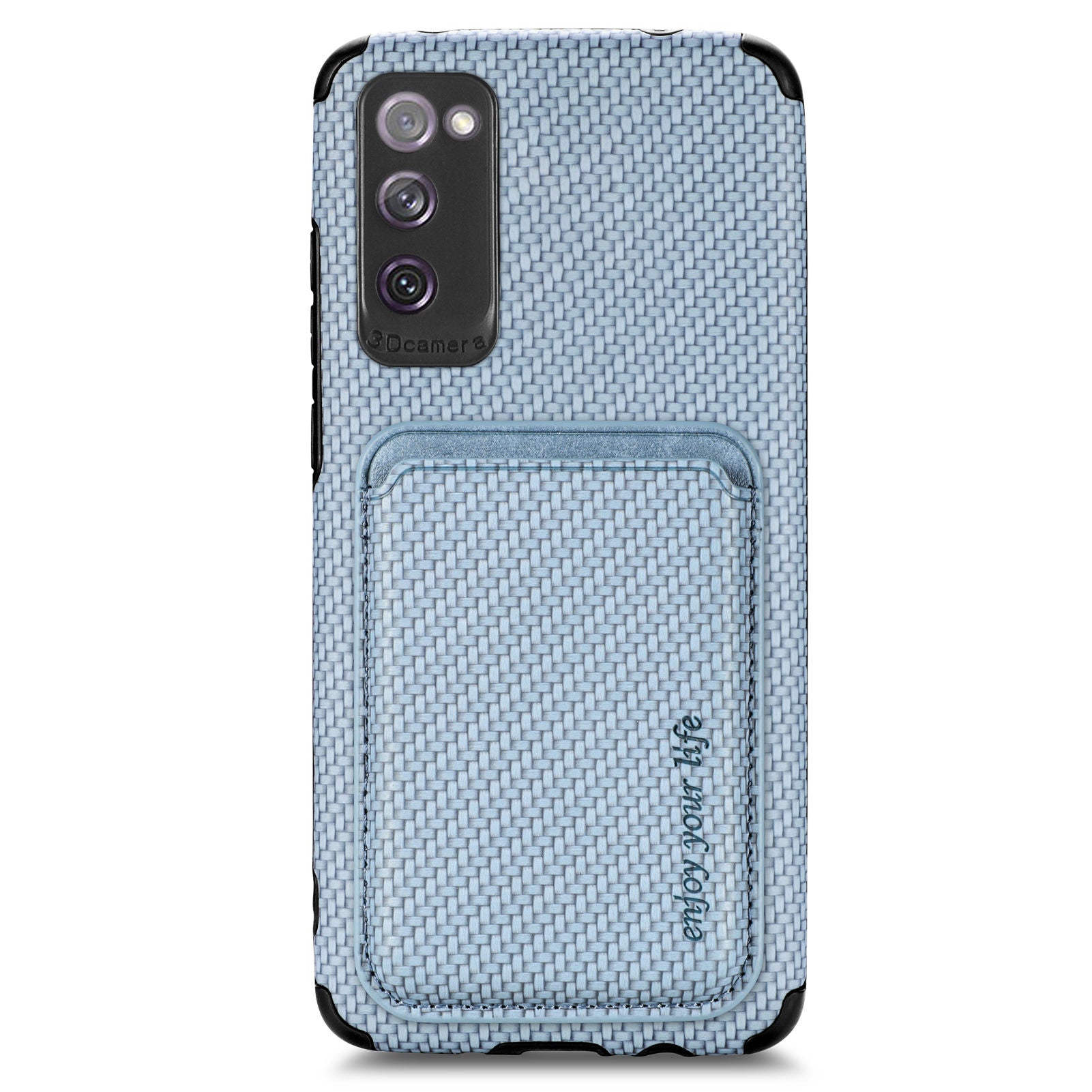 For Samsung Galaxy S20 FE 2022/S20 FE 5G/4G / Galaxy S20 Lite Dustproof PU Leather Coated TPU + PVC Phone Case Detachable Card Holder Carbon Fiber Texture Protective Cover - Blue