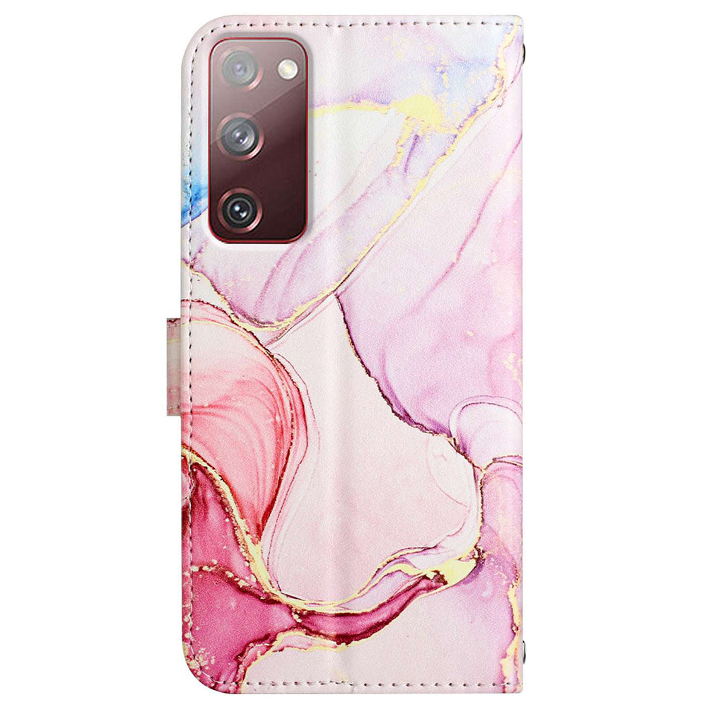 YB Pattern Printing Leather Series-5 for Samsung Galaxy S20 FE 2022/S20 FE 4G/S20 FE 5G/S20 Lite/S20 Fan Edition/S20 Fan Edition 5G Marble Pattern Leather Case Wallet Stand Phone Shell - Rose Gold LS005