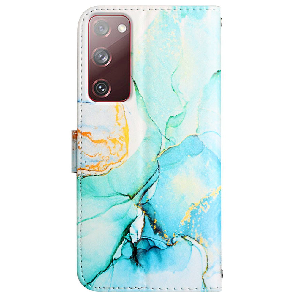 YB Pattern Printing Leather Series-5 for Samsung Galaxy S20 FE 2022/S20 FE 4G/S20 FE 5G/S20 Lite/S20 Fan Edition/S20 Fan Edition 5G Marble Pattern Leather Case Wallet Stand Phone Shell - Green LS003