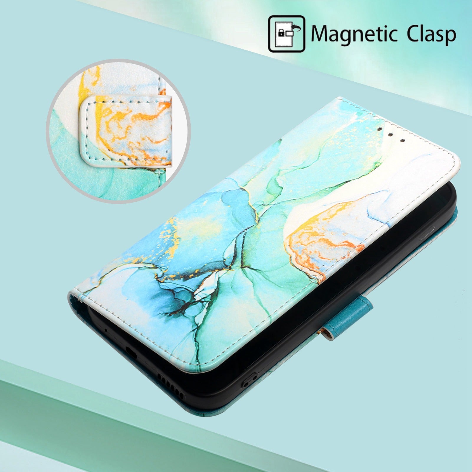 YB Pattern Printing Leather Series-5 for Samsung Galaxy S20 FE 2022/S20 FE 4G/S20 FE 5G/S20 Lite/S20 Fan Edition/S20 Fan Edition 5G Marble Pattern Leather Case Wallet Stand Phone Shell - Green LS003