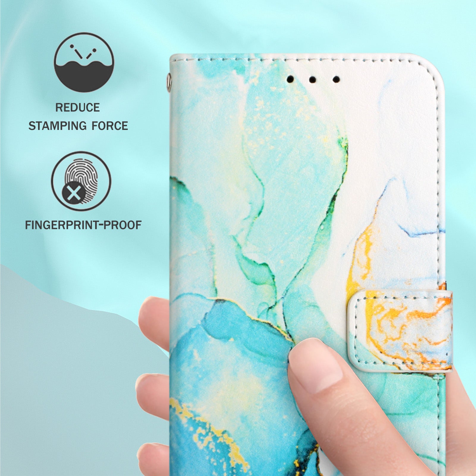 YB Pattern Printing Leather Series-5 for Samsung Galaxy S20 FE 2022/S20 FE 4G/S20 FE 5G/S20 Lite/S20 Fan Edition/S20 Fan Edition 5G Marble Pattern Leather Case Wallet Stand Phone Shell - Green LS003