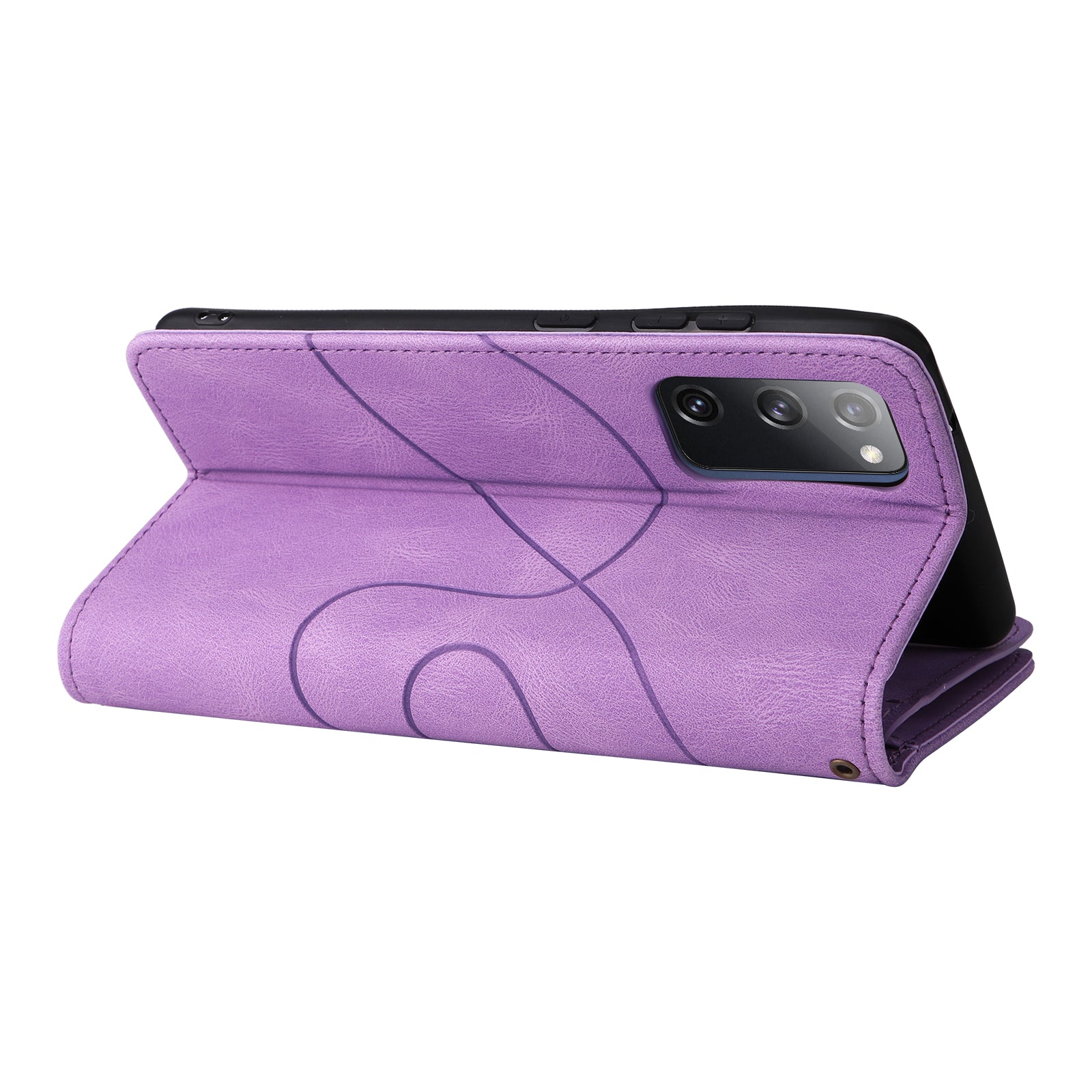 For Samsung Galaxy S20 FE 2022/S20 FE 5G/S20 FE 4G/S20 Lite KT Multi-function Series-5 Stylish Bi-color Splicing PU Leather Shockproof Case Zipper Pocket Multiple Card Slots Cover Shell - Light Purple