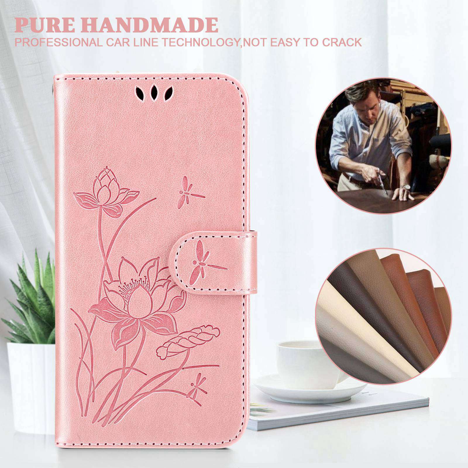 For Samsung Galaxy S20 FE 2022/S20 FE 4G/5G/S20 Lite Dual-layer Protection TPU+PU Leather Imprinted Lotus Pattern Case Anti-scratch Wallet Stand Shell - Pink