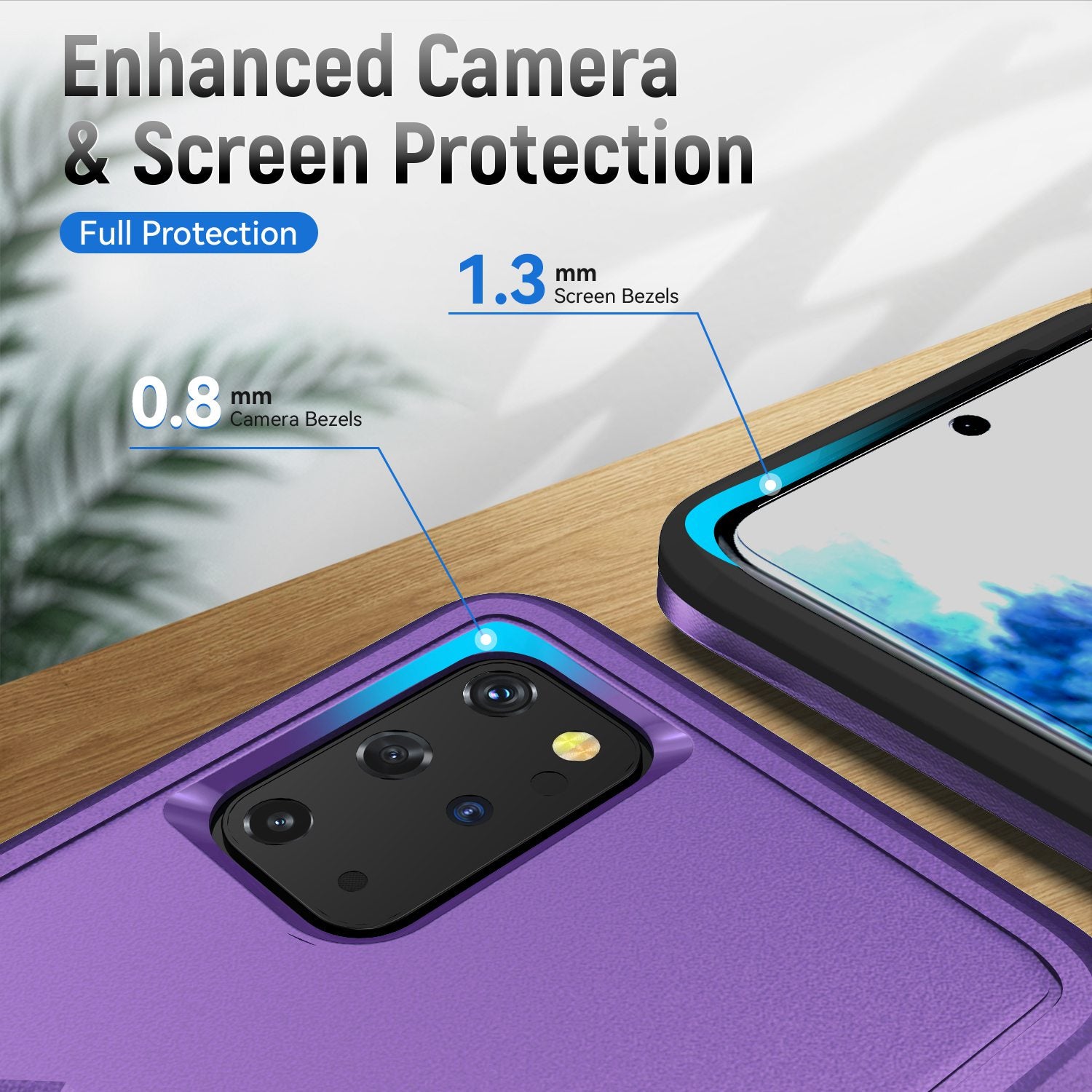 Defender Series Cellphone Case for Samsung Galaxy S20 Plus 4G/5G, Anti-stain PC + TPU Phone Cover with Rotary Ring Kickstand - Purple/Black