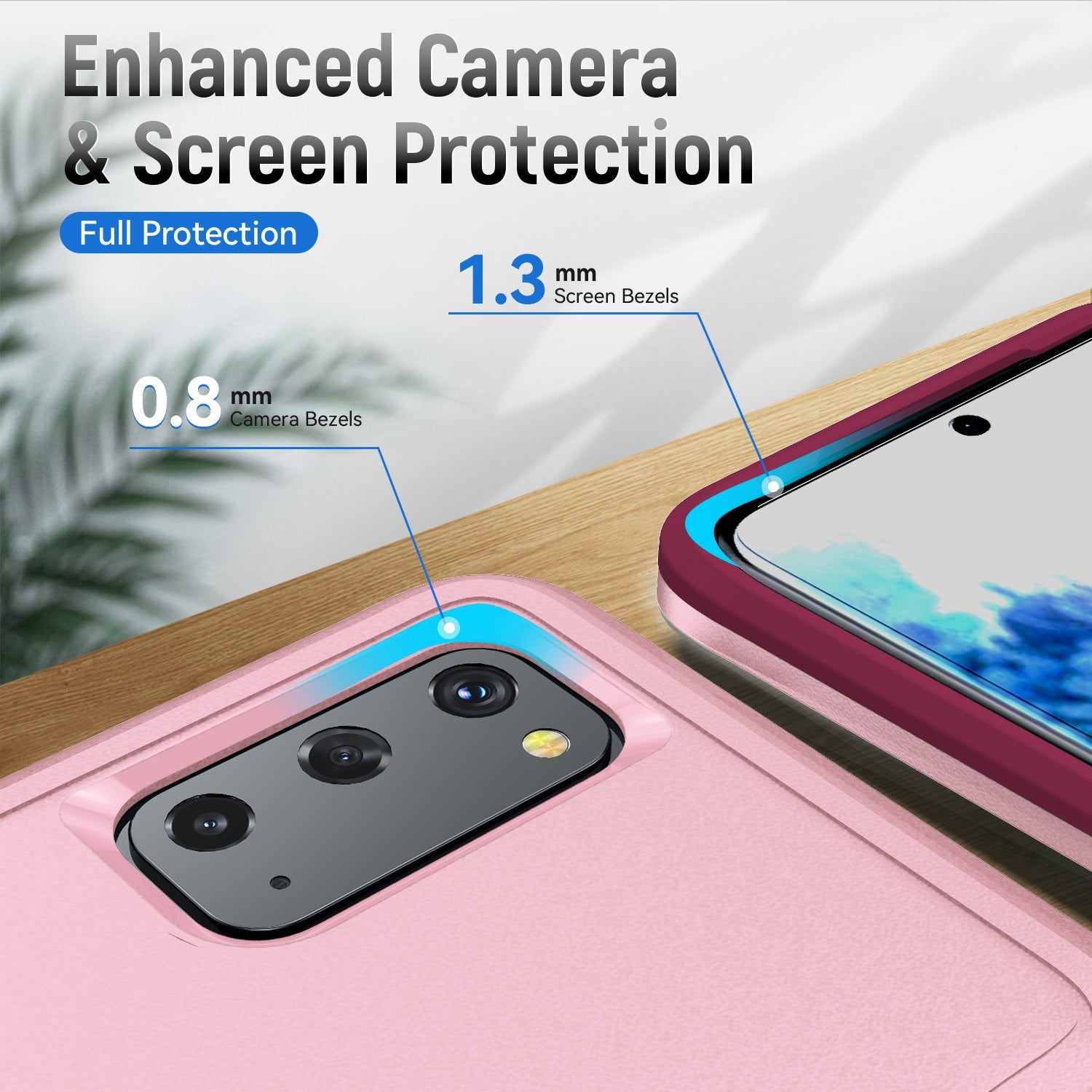 Defender Series Cellphone Case for Samsung Galaxy S20 4G/5G, Collision Resistant PC + TPU Combo Phone Cover with Rotary Ring Kickstand - Pink/Rose