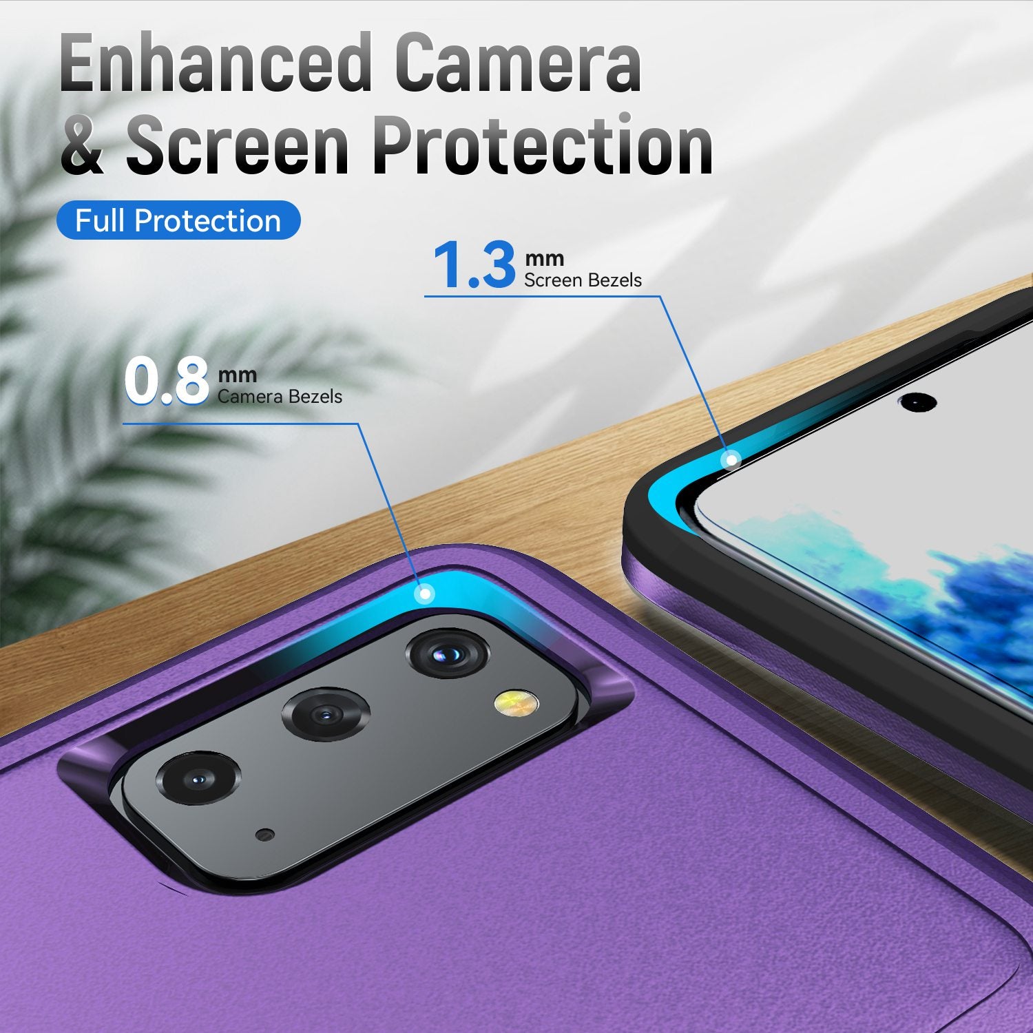 Defender Series Cellphone Case for Samsung Galaxy S20 4G/5G, Collision Resistant PC + TPU Combo Phone Cover with Rotary Ring Kickstand - Purple/Black