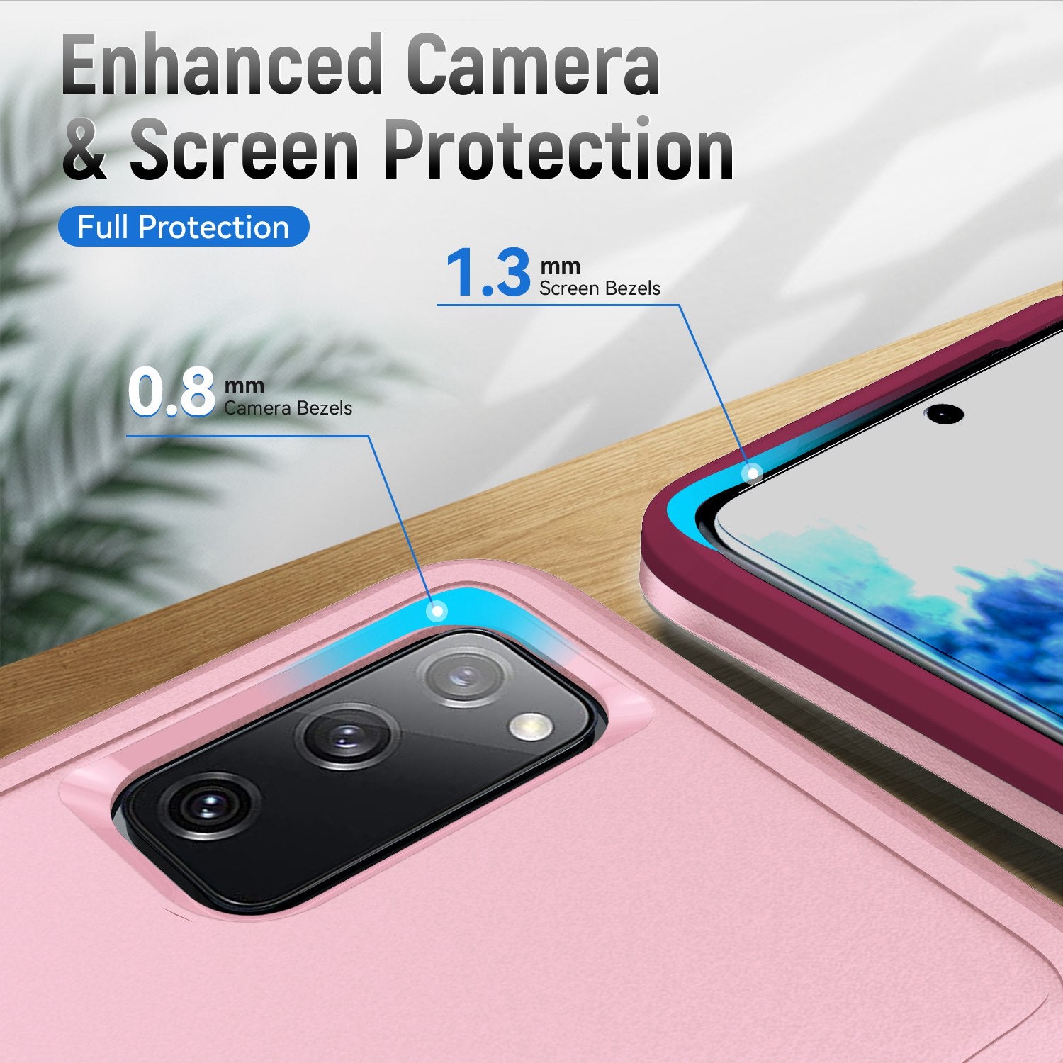 For Samsung Galaxy S20 FE 2022/S20 FE 4G/FE 5G/S20 Lite Defender Series Fingerprint Free PC + TPU Phone Cover Rotary Ring Kickstand Cellphone Case - Pink/Rose