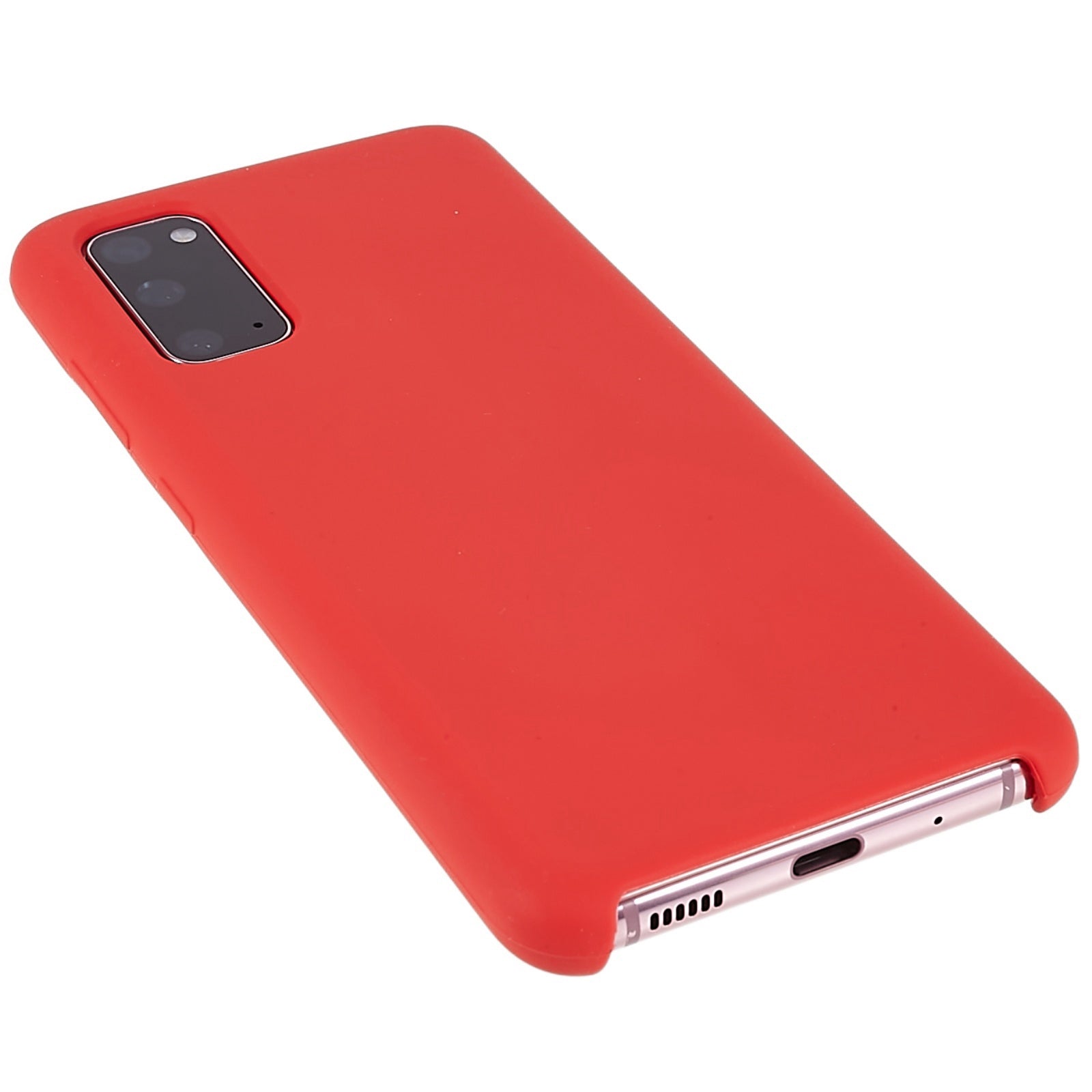 For Samsung Galaxy S20 5G/4G Premium Solid State Silicone Phone Case Mobile Phone Protector - Red