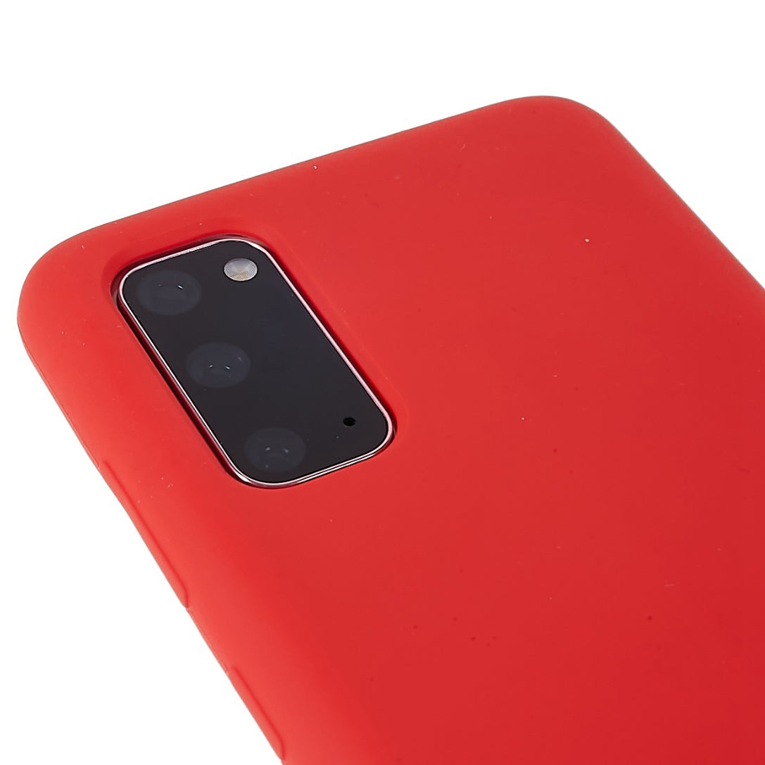 For Samsung Galaxy S20 5G/4G Premium Solid State Silicone Phone Case Mobile Phone Protector - Red