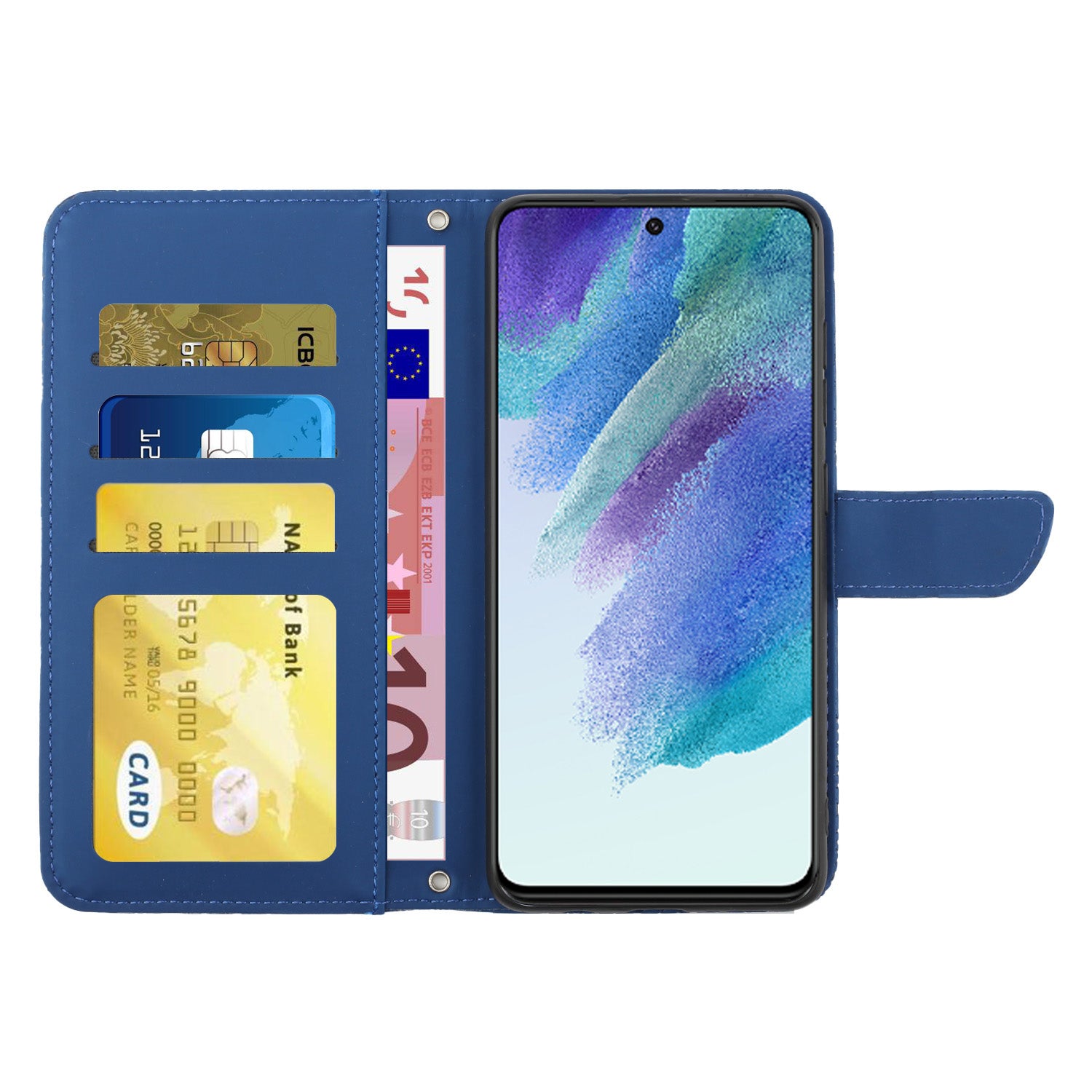 For Samsung Galaxy S20 FE 2022/S20 Lite/S20 FE 5G/4G/S20 FE 2022 Skin-touch Feeling Stand Wallet PU Leather Phone Cover, Pattern Imprinting Design Phone Shell with Shoulder Strap - Blue