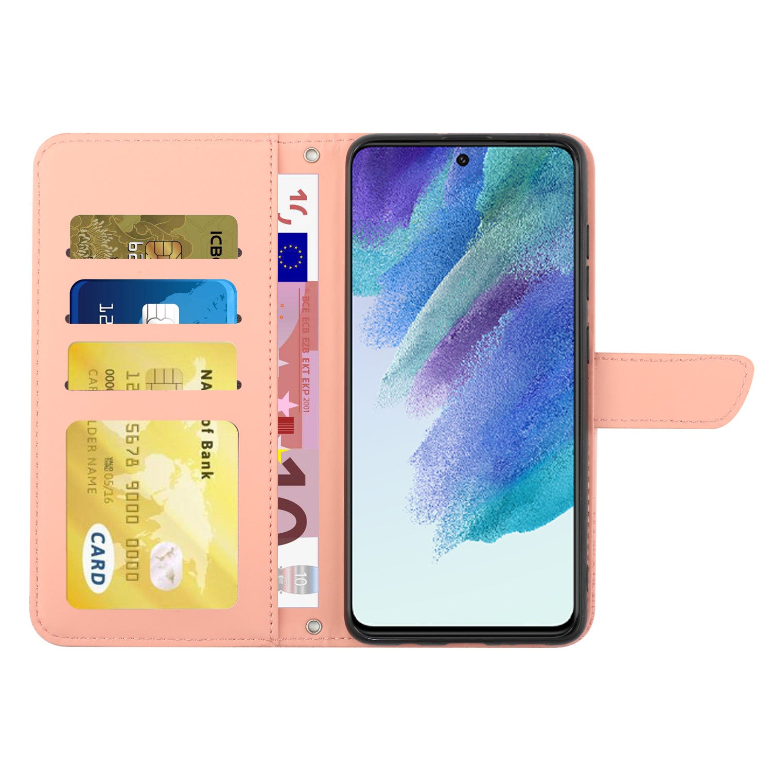 For Samsung Galaxy S20 FE 2022/S20 Lite/S20 FE 5G/4G/S20 FE 2022 Skin-touch Feeling Stand Wallet PU Leather Phone Cover, Pattern Imprinting Design Phone Shell with Shoulder Strap - Pink