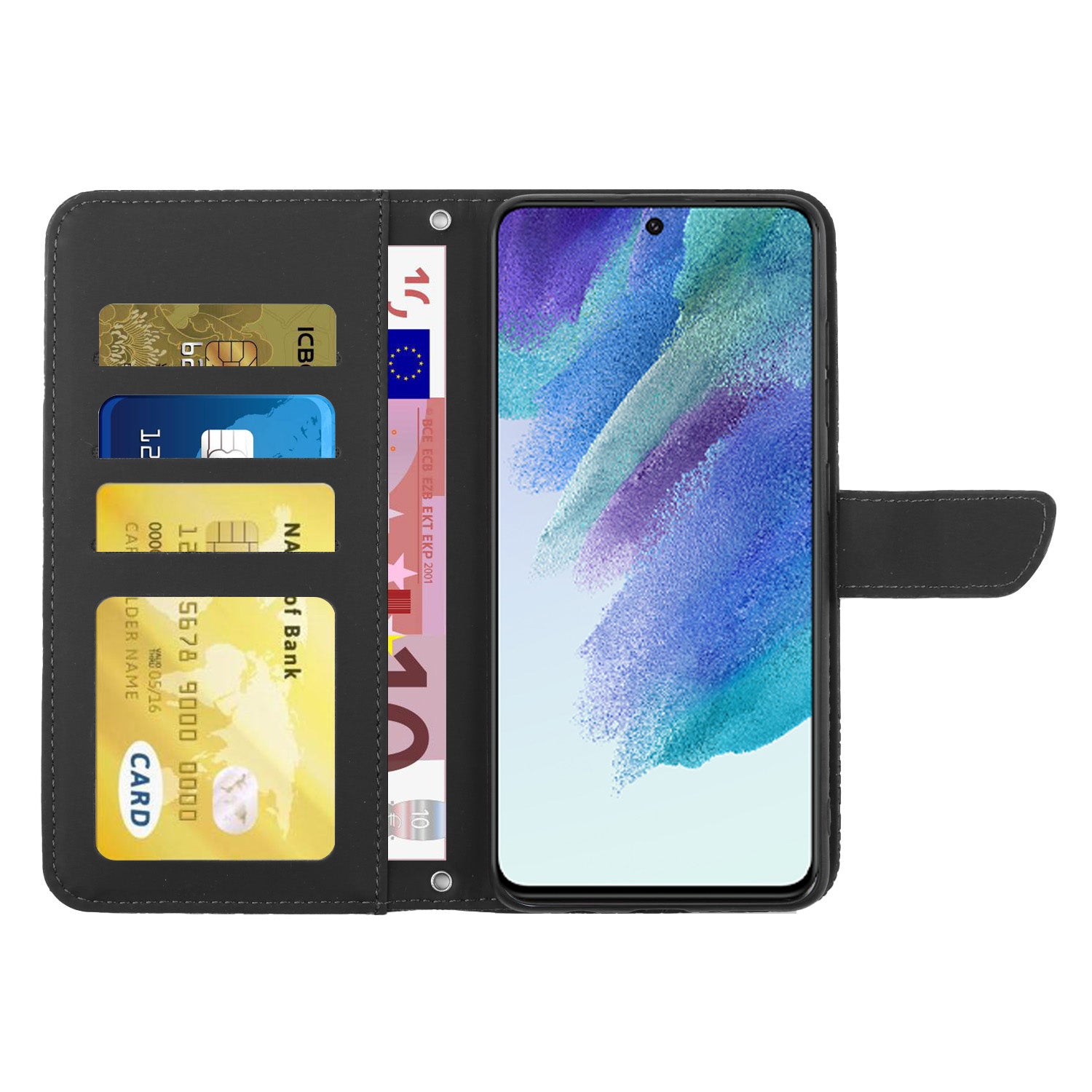 For Samsung Galaxy S20 FE 2022/S20 Lite/S20 FE 5G/4G/S20 FE 2022 Skin-touch Feeling Stand Wallet PU Leather Phone Cover, Pattern Imprinting Design Phone Shell with Shoulder Strap - Black