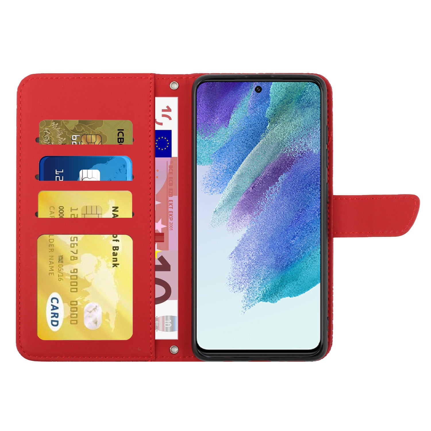 For Samsung Galaxy S20 FE 2022/S20 Lite/S20 FE 5G/4G/S20 FE 2022 Skin-touch Feeling Stand Wallet PU Leather Phone Cover, Pattern Imprinting Design Phone Shell with Shoulder Strap - Red