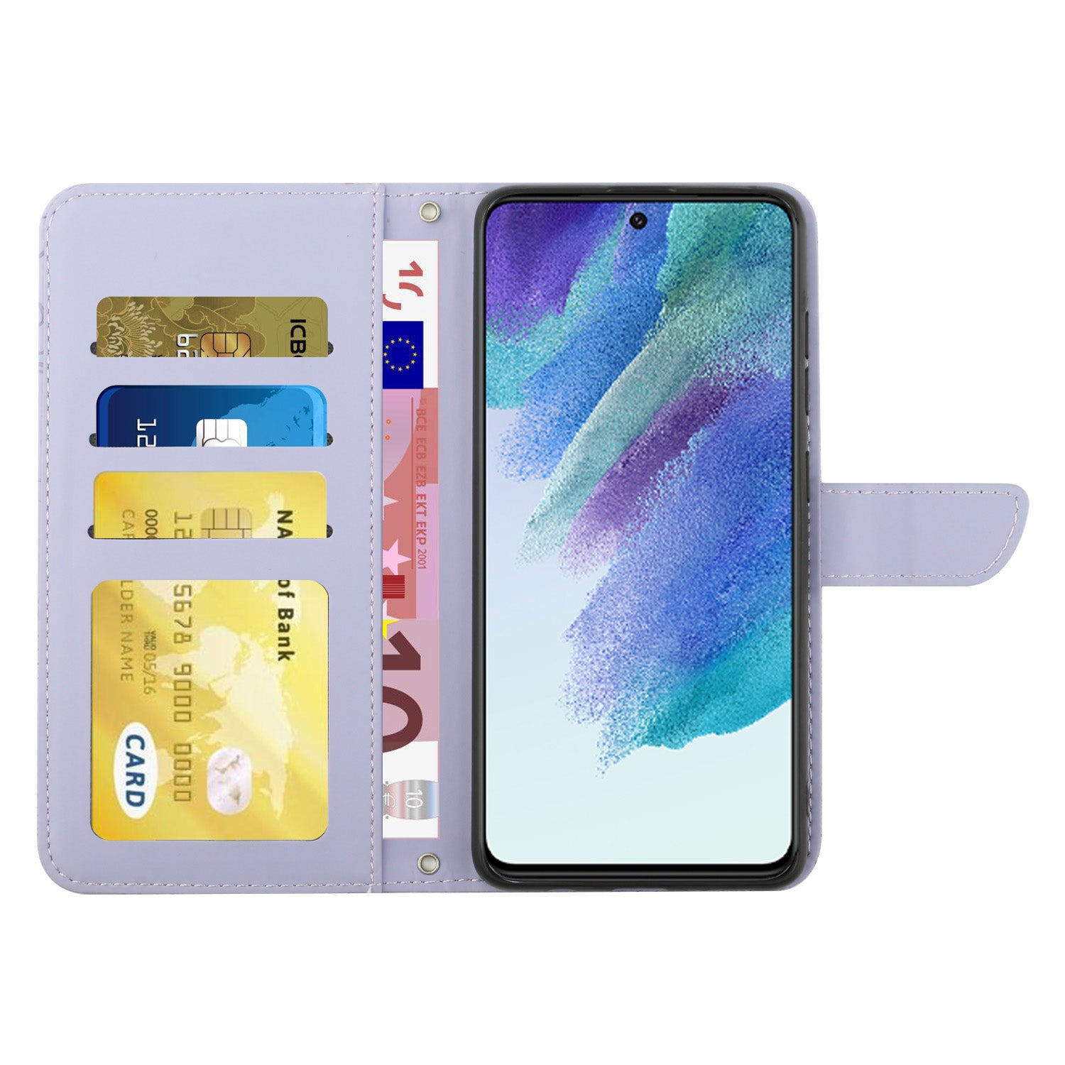 For Samsung Galaxy S20 FE 2022/S20 Lite/S20 FE 5G/4G/S20 FE 2022 Skin-touch Feeling Stand Wallet PU Leather Phone Cover, Pattern Imprinting Design Phone Shell with Shoulder Strap - Light Purple