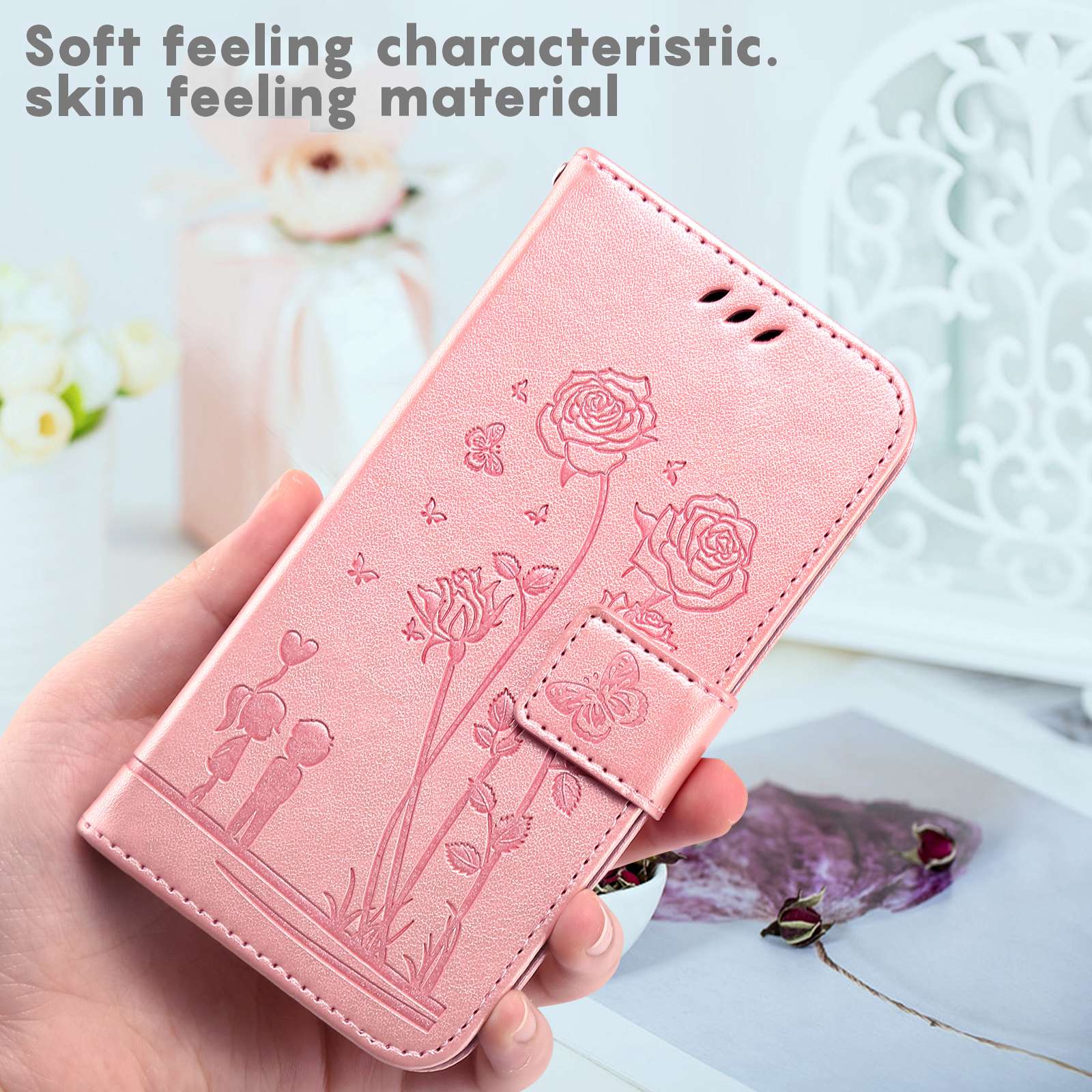 For Samsung Galaxy S20 FE 2022/S20 FE 4G/5G/S20 Lite Phone Cover Bag PU Leather Flowers Couples Imprinted Case Stand Wallet Shell - Pink