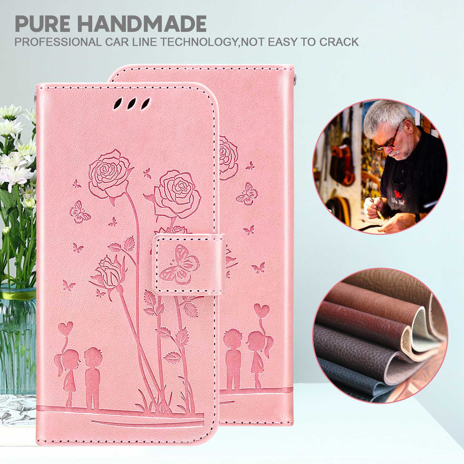 For Samsung Galaxy S20 FE 2022/S20 FE 4G/5G/S20 Lite Phone Cover Bag PU Leather Flowers Couples Imprinted Case Stand Wallet Shell - Pink