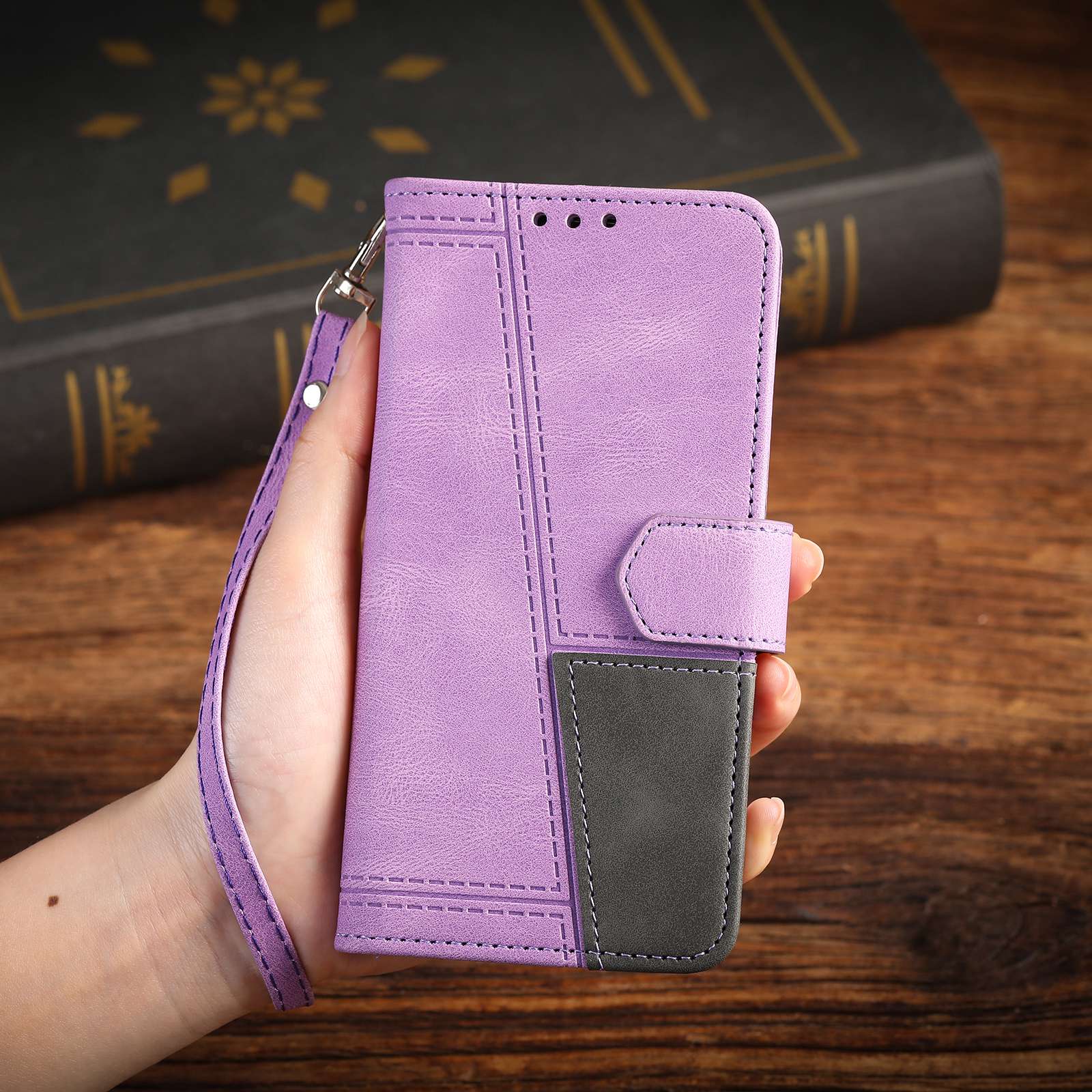 TTUDRCH For Samsung Galaxy S20 Ultra 4G/5G 004 Splicing Skin-touch PU Leather RFID Blocking Phone Case Wallet Stand Cover - Purple