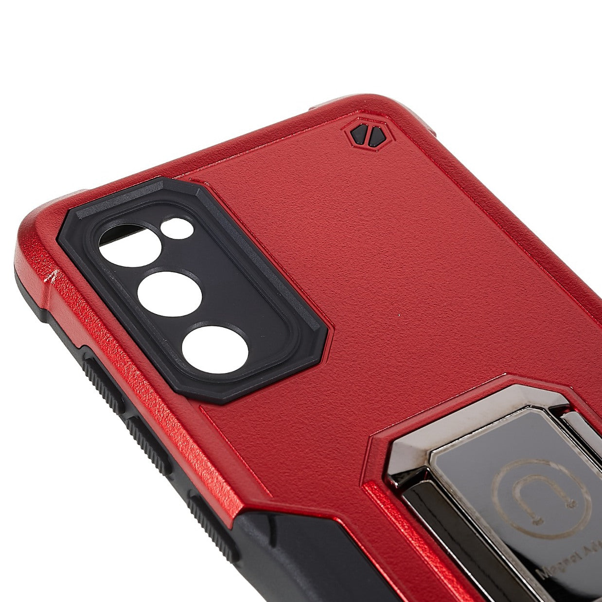 For Samsung Galaxy S20 FE 2022/S20 FE/S20 Fan Edition/S20 FE 5G/S20 Fan Edition 5G/S20 Lite Shockproof Soft TPU Hard PC Case with Ring Car Mount Kickstand - Red