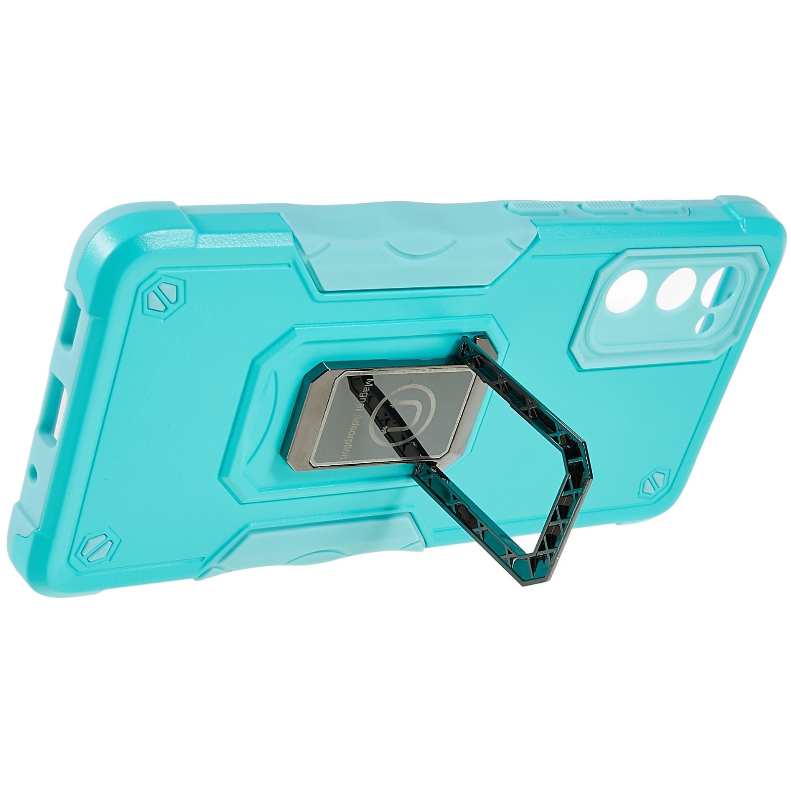 For Samsung Galaxy S20 FE 2022/S20 FE/S20 Fan Edition/S20 FE 5G/S20 Fan Edition 5G/S20 Lite Shockproof Soft TPU Hard PC Case with Ring Car Mount Kickstand - Light Green