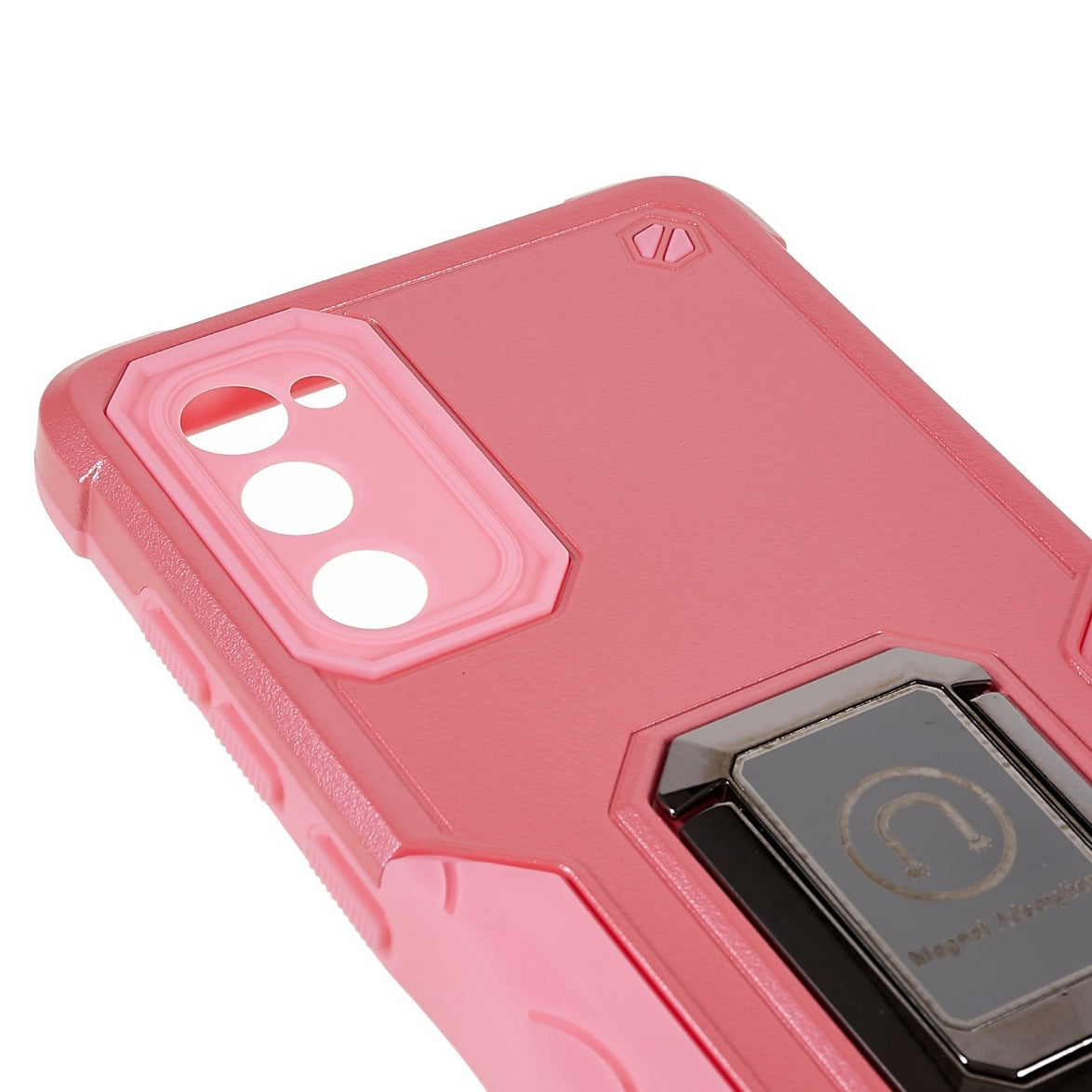 For Samsung Galaxy S20 FE 2022/S20 FE/S20 Fan Edition/S20 FE 5G/S20 Fan Edition 5G/S20 Lite Shockproof Soft TPU Hard PC Case with Ring Car Mount Kickstand - Pink