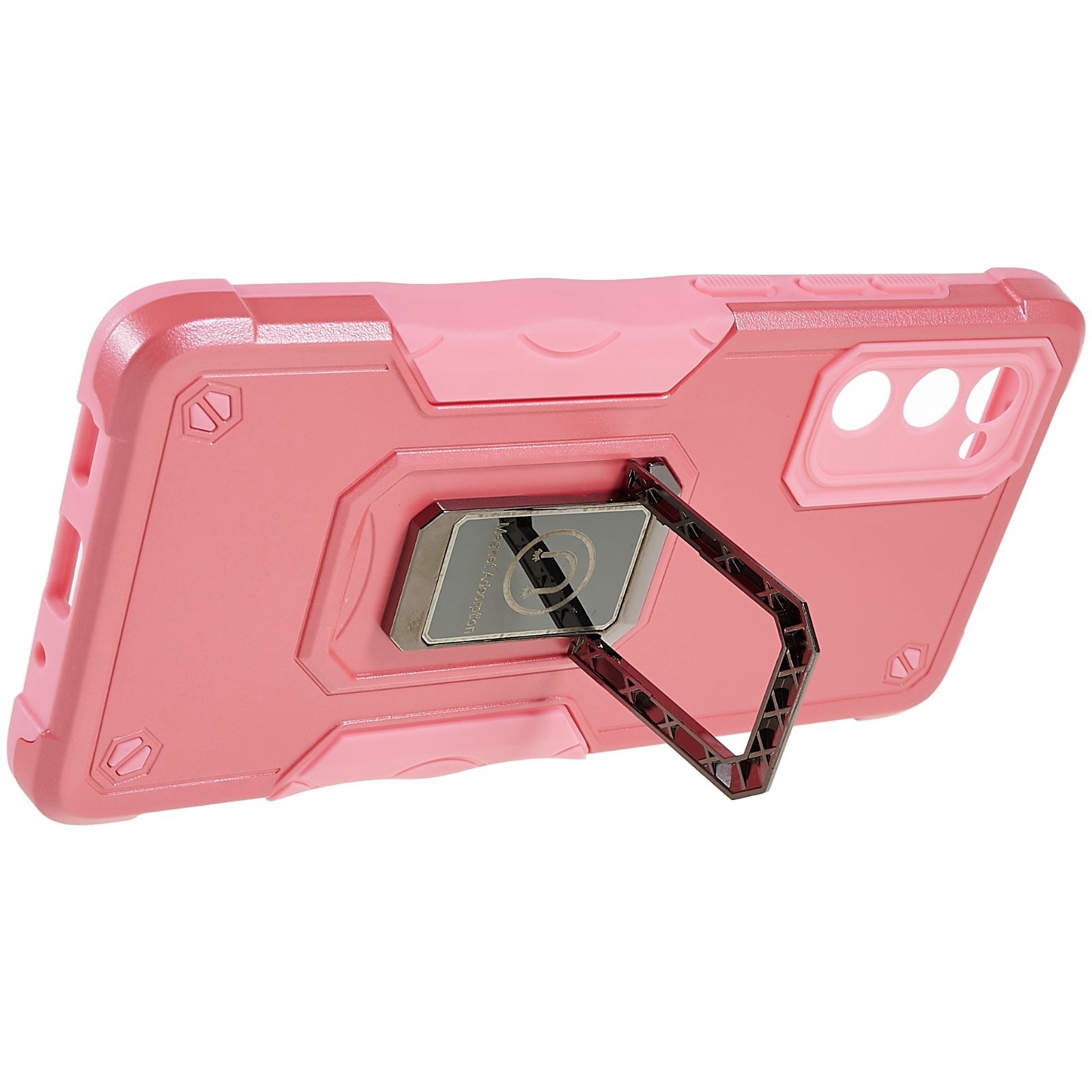 For Samsung Galaxy S20 FE 2022/S20 FE/S20 Fan Edition/S20 FE 5G/S20 Fan Edition 5G/S20 Lite Shockproof Soft TPU Hard PC Case with Ring Car Mount Kickstand - Pink