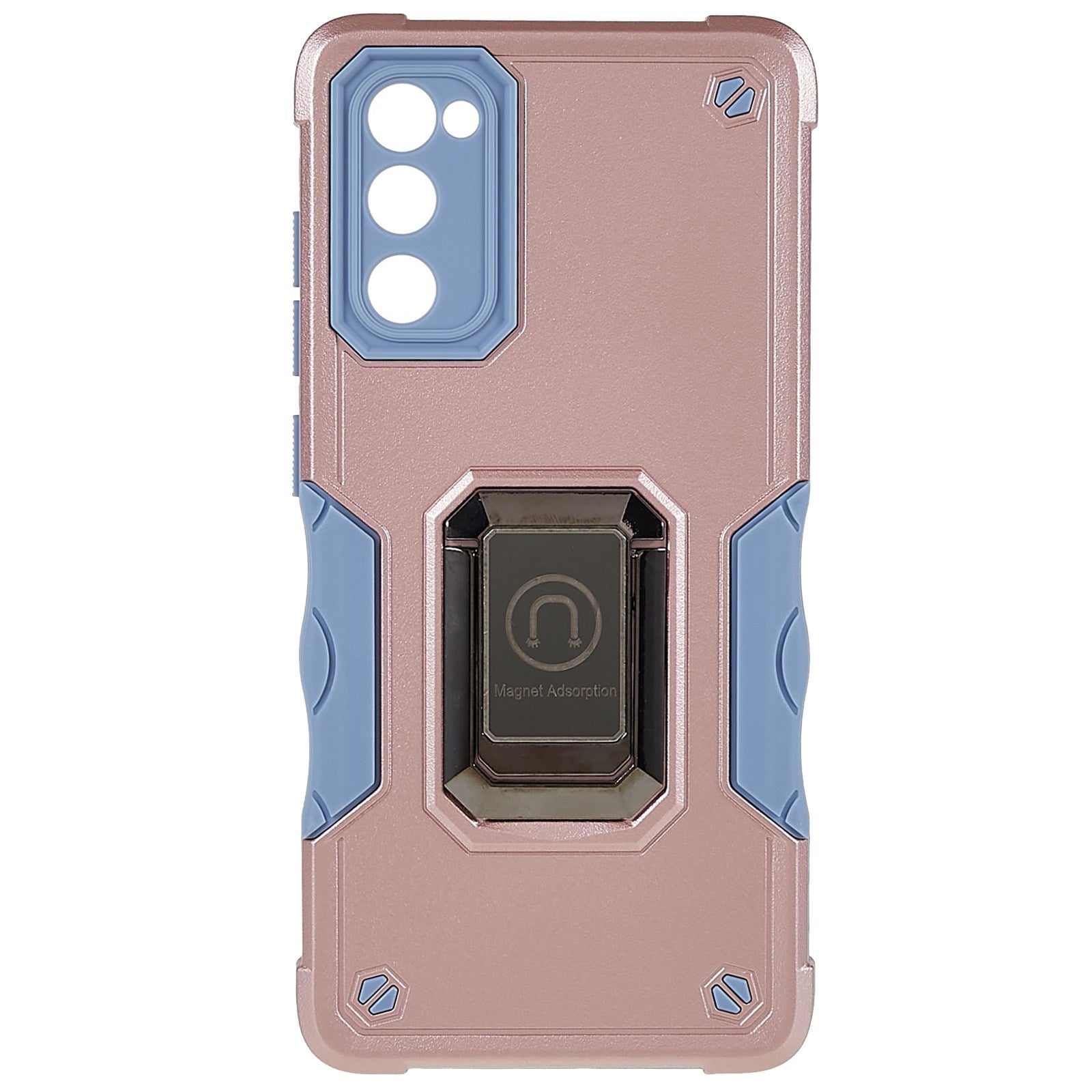 For Samsung Galaxy S20 FE 2022/S20 FE/S20 Fan Edition/S20 FE 5G/S20 Fan Edition 5G/S20 Lite Shockproof Soft TPU Hard PC Case with Ring Car Mount Kickstand - Rose Gold