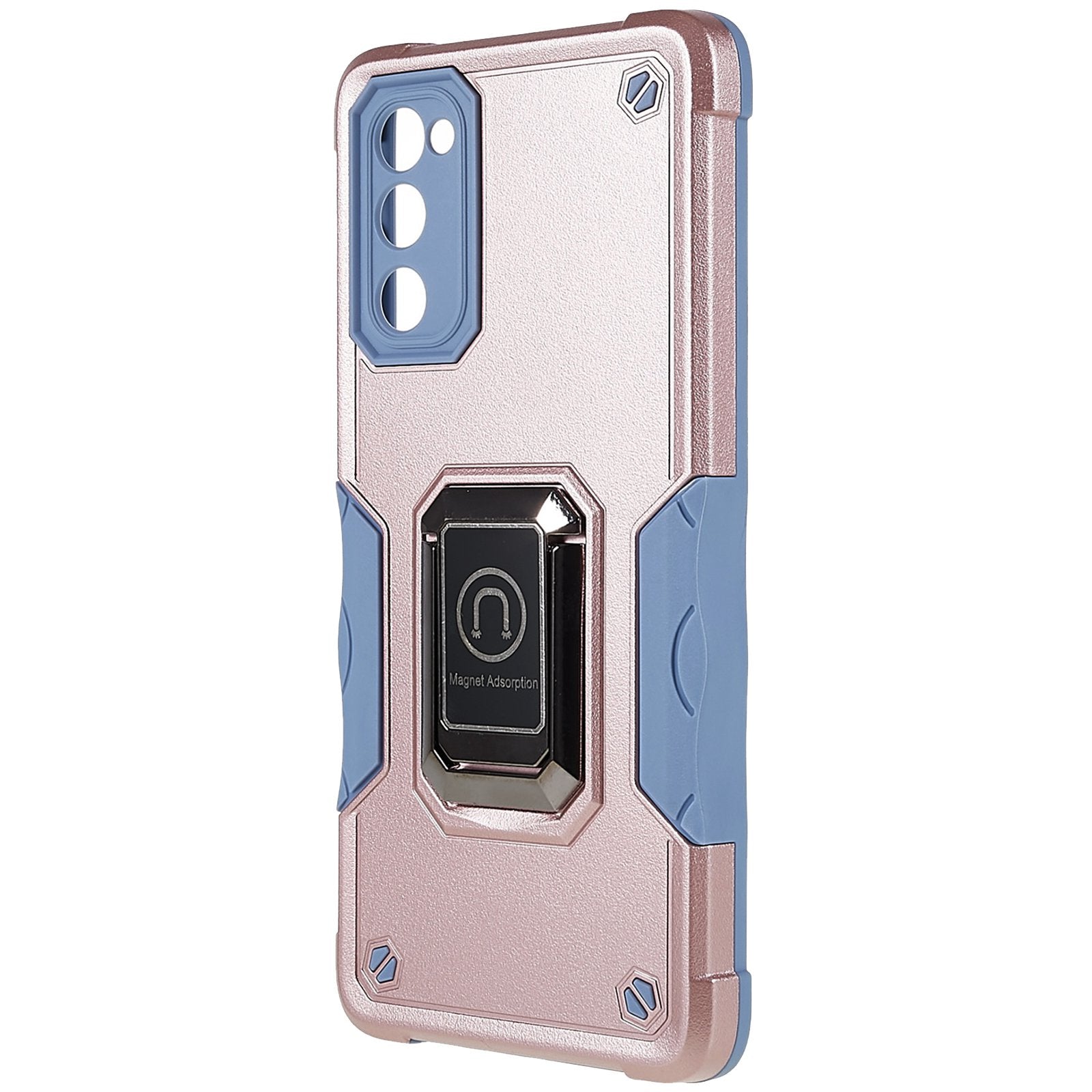 For Samsung Galaxy S20 FE 2022/S20 FE/S20 Fan Edition/S20 FE 5G/S20 Fan Edition 5G/S20 Lite Shockproof Soft TPU Hard PC Case with Ring Car Mount Kickstand - Rose Gold