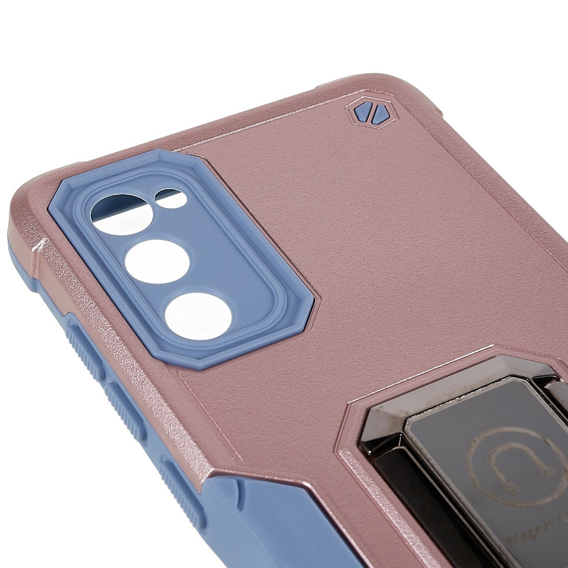 For Samsung Galaxy S20 FE 2022/S20 FE/S20 Fan Edition/S20 FE 5G/S20 Fan Edition 5G/S20 Lite Shockproof Soft TPU Hard PC Case with Ring Car Mount Kickstand - Rose Gold