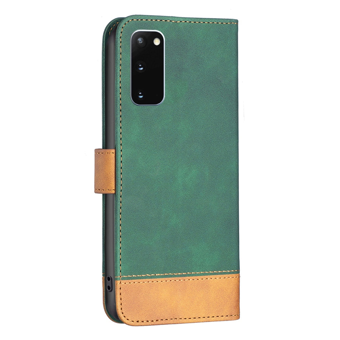 BINFEN COLOR BF Leather Case Series-7 for Samsung Galaxy S20 4G/5G, Wallet Design Style 11 Matte Surface PU Leather Well-protected Case with Stand - Green